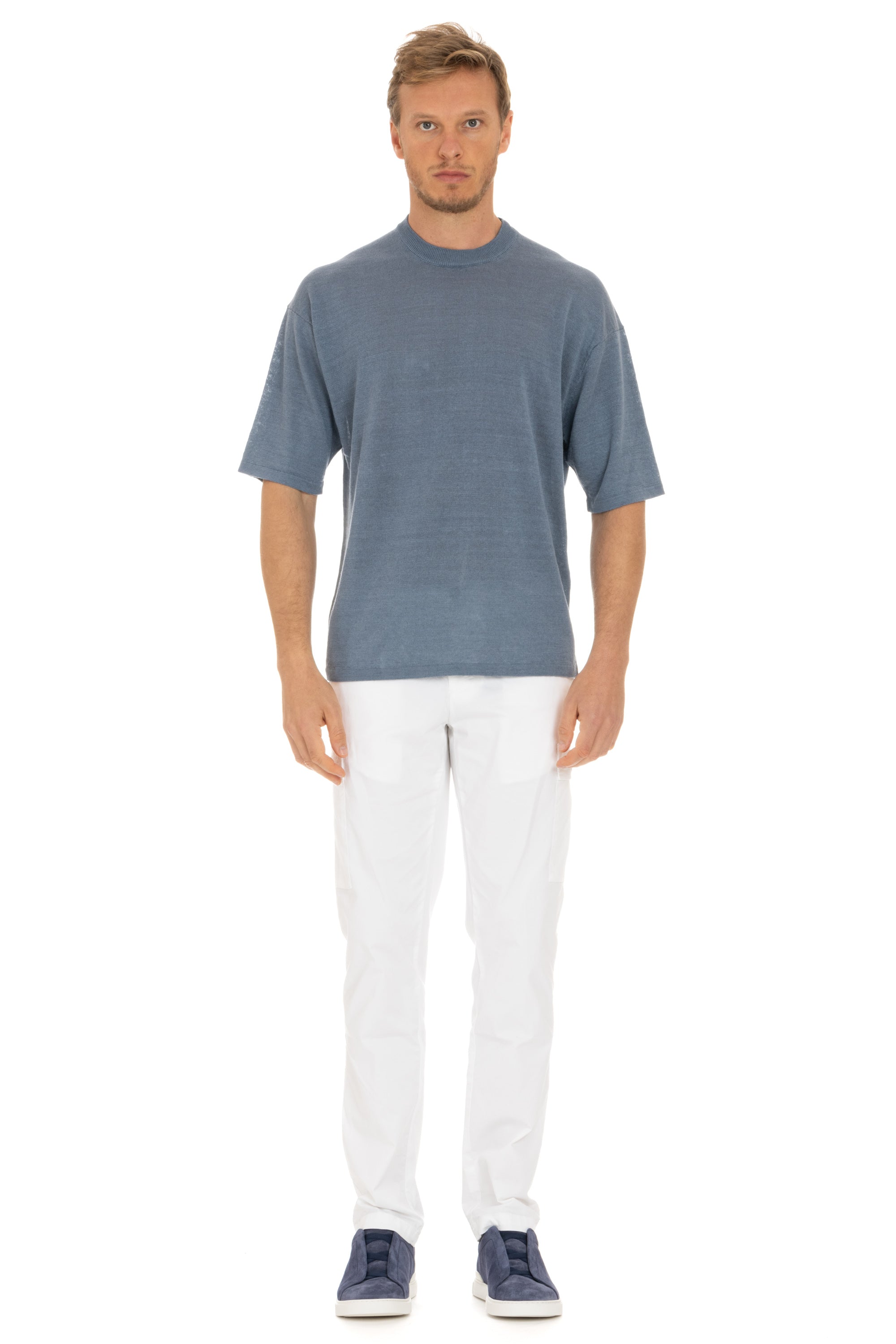 Over-fit pure linen T-shirt