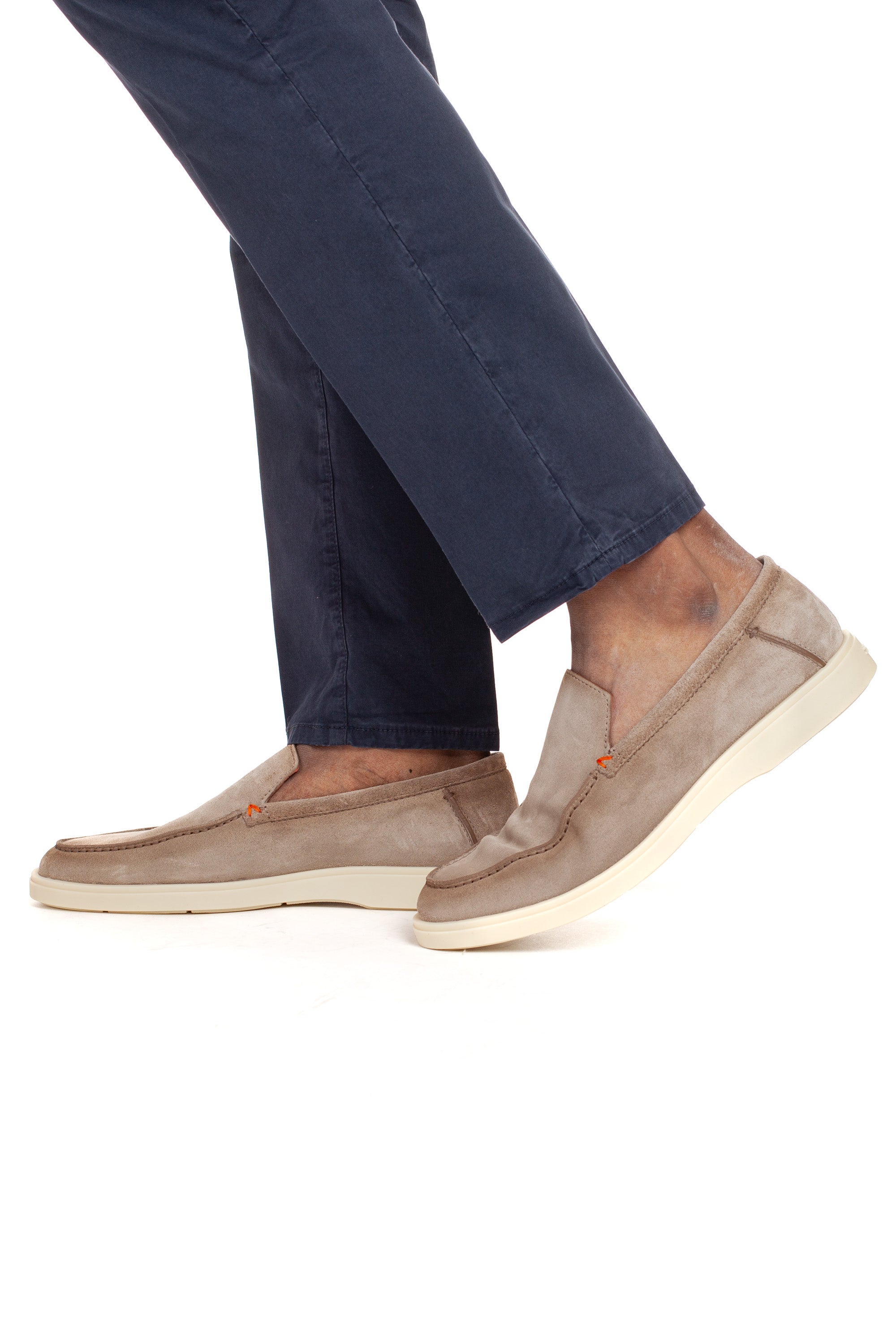 Rubber sole suede moccasin