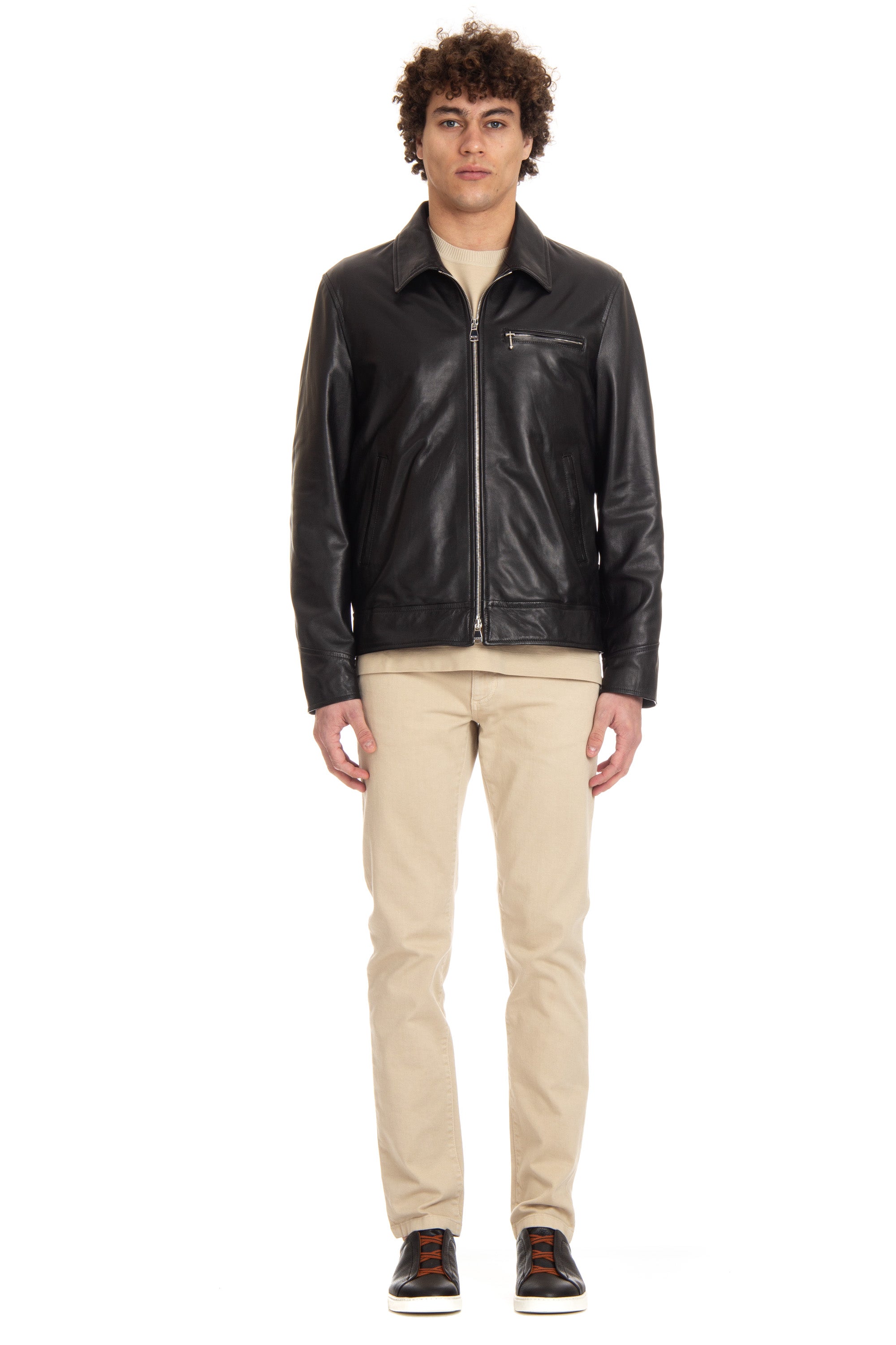 Giubbino bomber in nappa guanteria