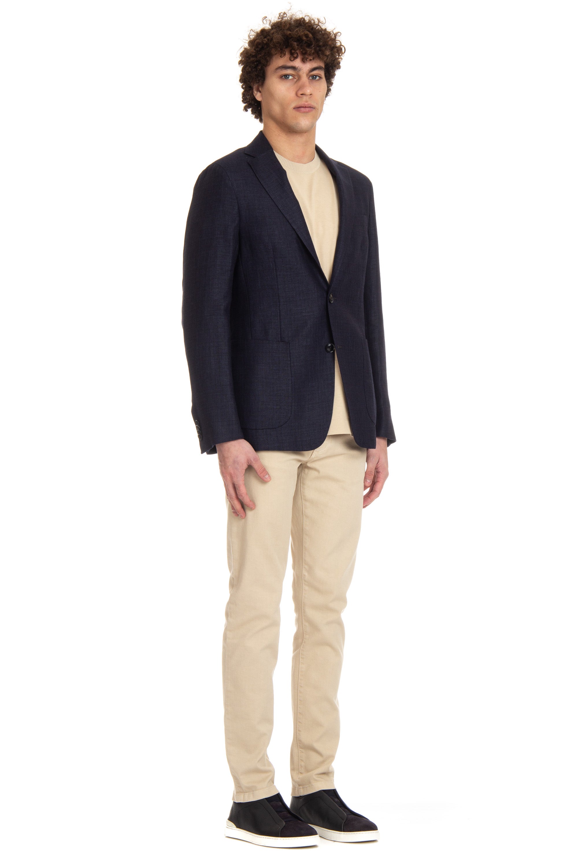 Single-breasted linen-wool jacket