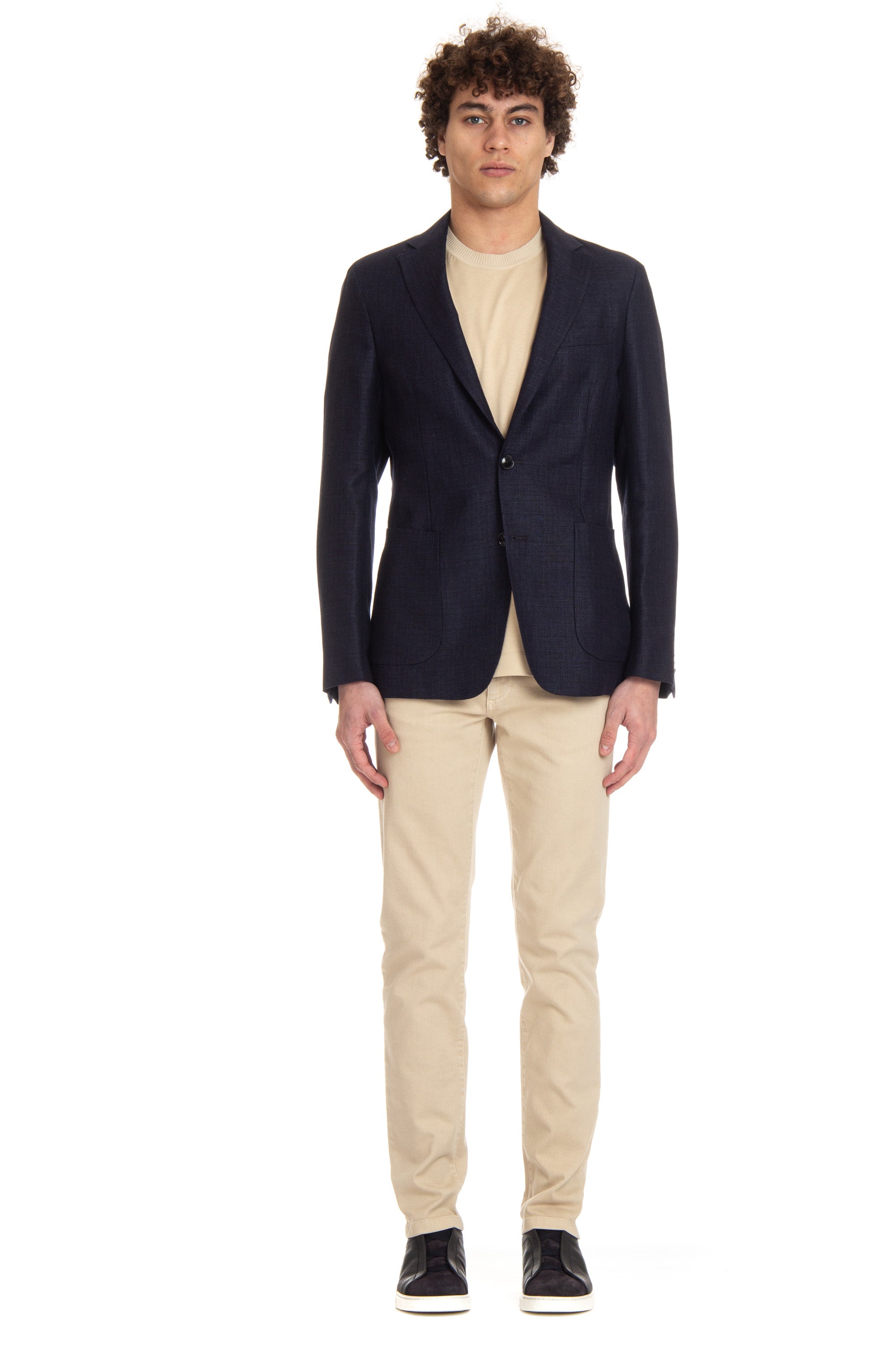 Single-breasted linen-wool jacket