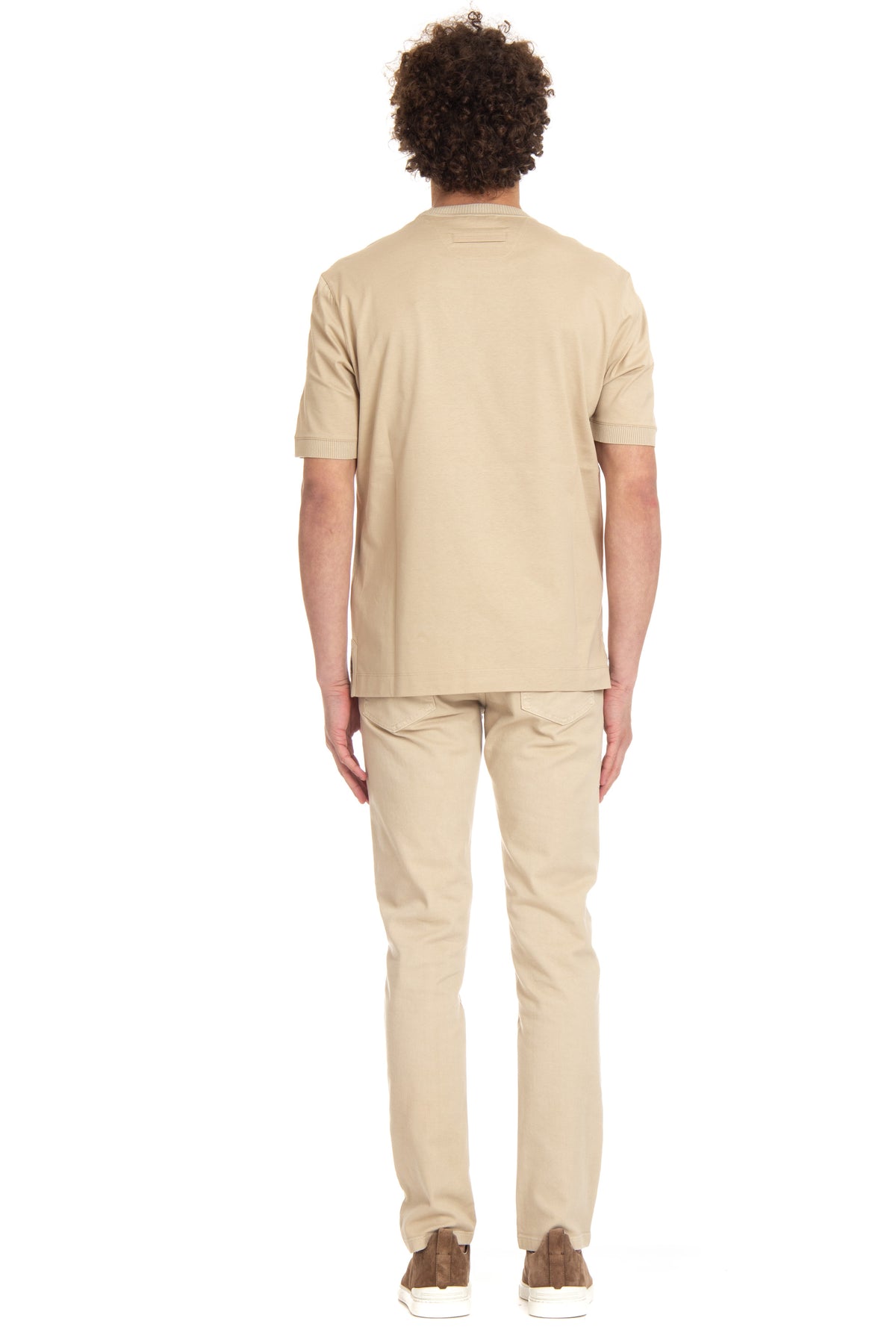 Zegna T-shirt in cotone con bordi in maglia UD379A7-D736 N03 