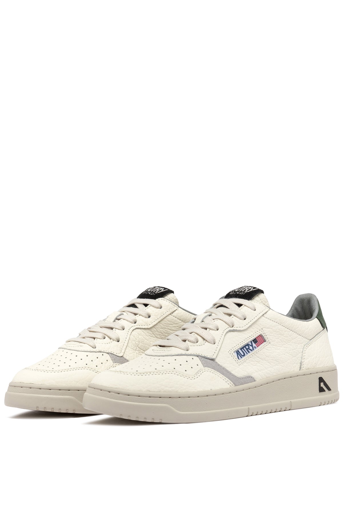 Autry Sneaker Medalist low in pelle effetto elephant talloncino verde AULM NE05 MNT/LOFT 