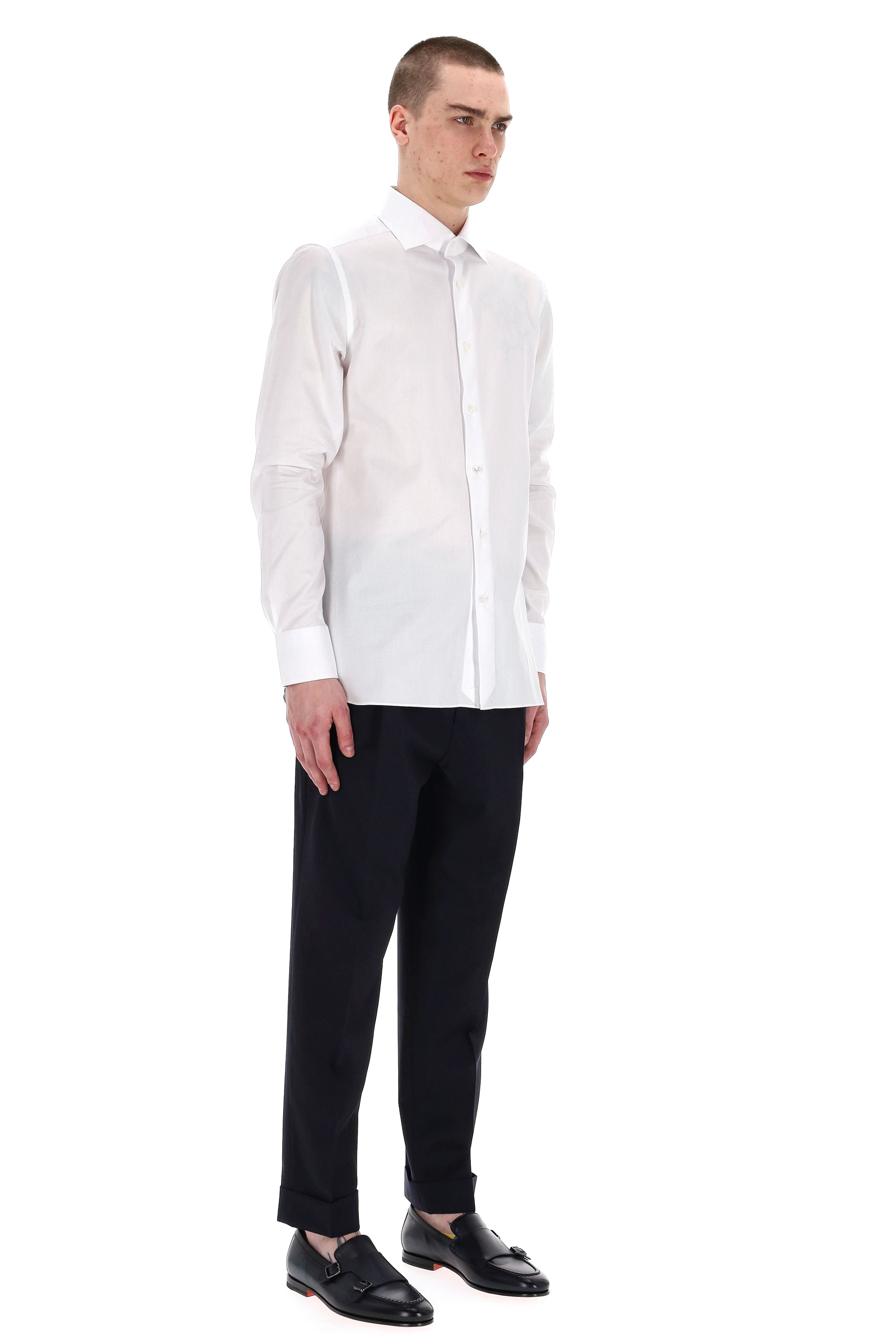 Zegna Camicia tramata in cotone Trofeo 903901A9 9MS0BA BIANCO 