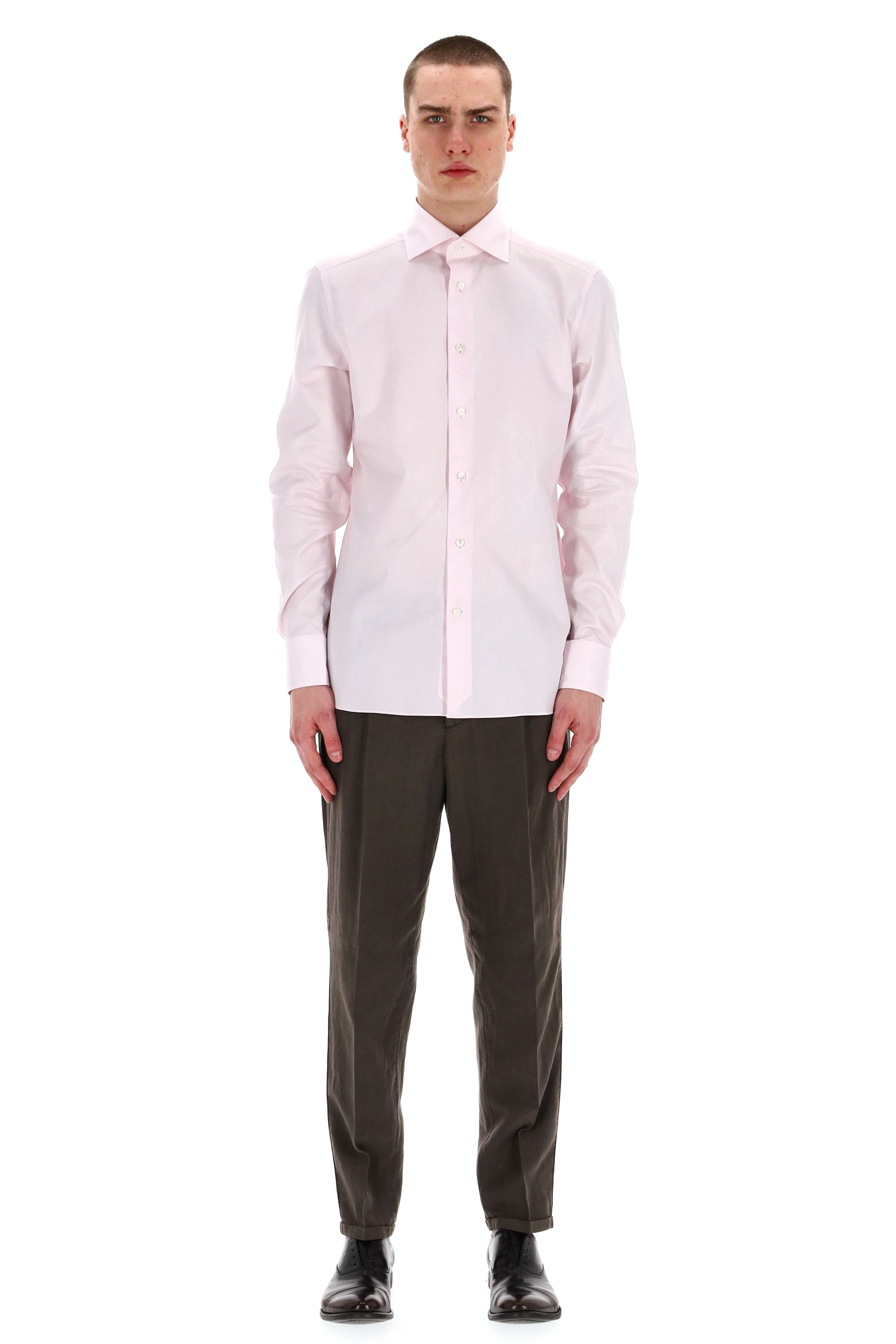 Zegna Camicia tramata in cotone Trofeo 903903A9 9MS0BA ROSA 