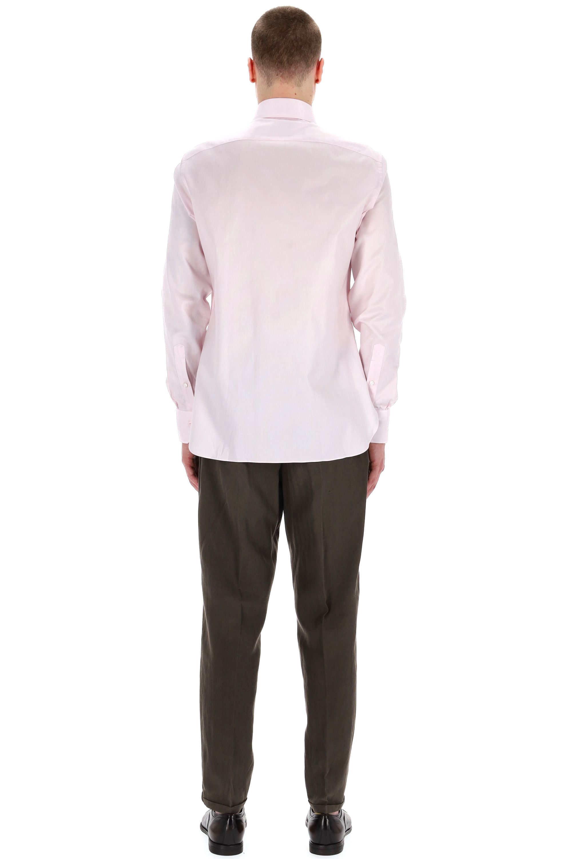 Zegna Camicia tramata in cotone Trofeo 903903A9 9MS0BA ROSA 