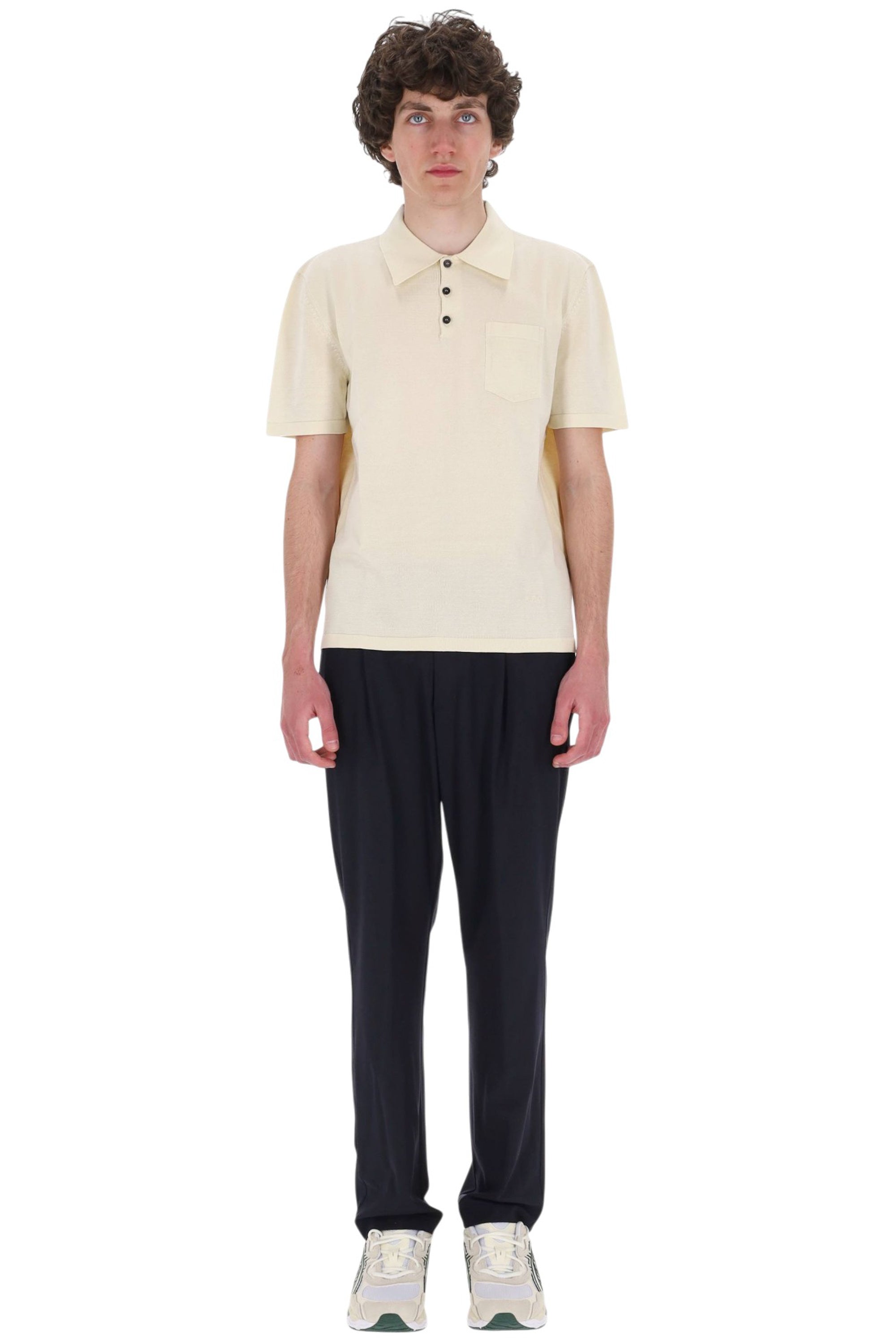 A.P.C. Polo in cotone con taschino mod. Colin COHNW-H23478 AAD-ECRU 