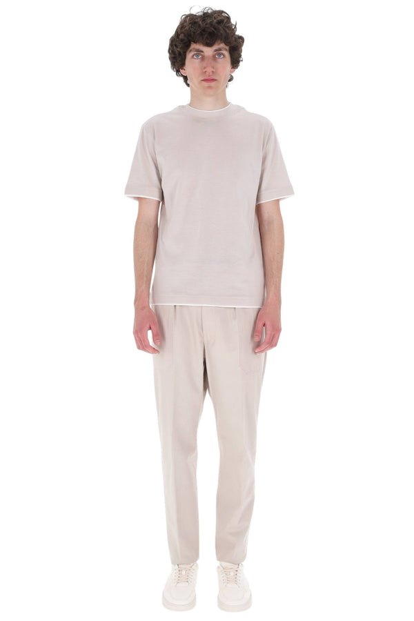 T-shirt in cotone con doppi profili