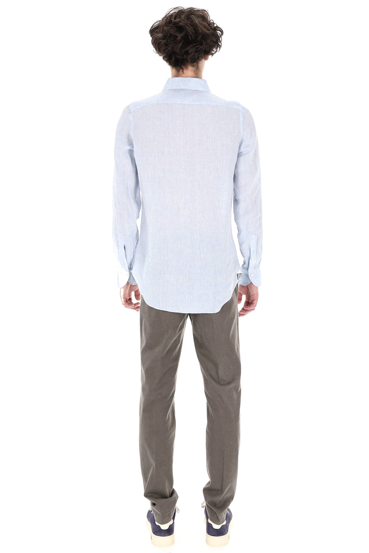Finamore Camicia sartoriale Ustica in puro lino open collar GT18 010608 C0032 02 
