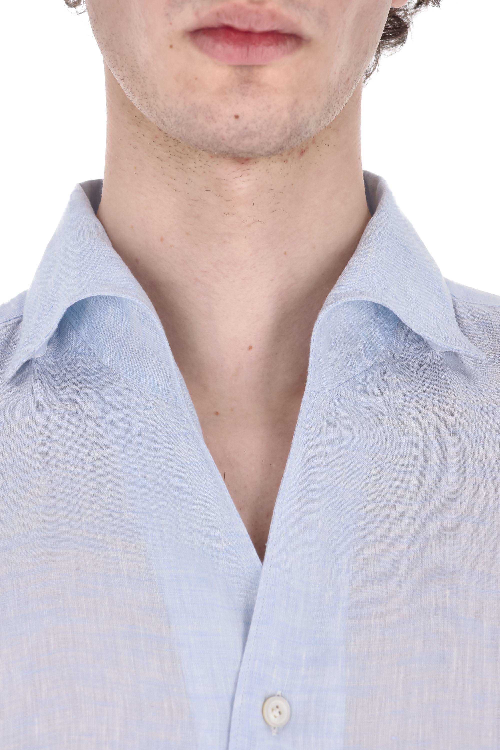 Finamore Camicia sartoriale Ustica in puro lino open collar GT18 010608 C0032 02 
