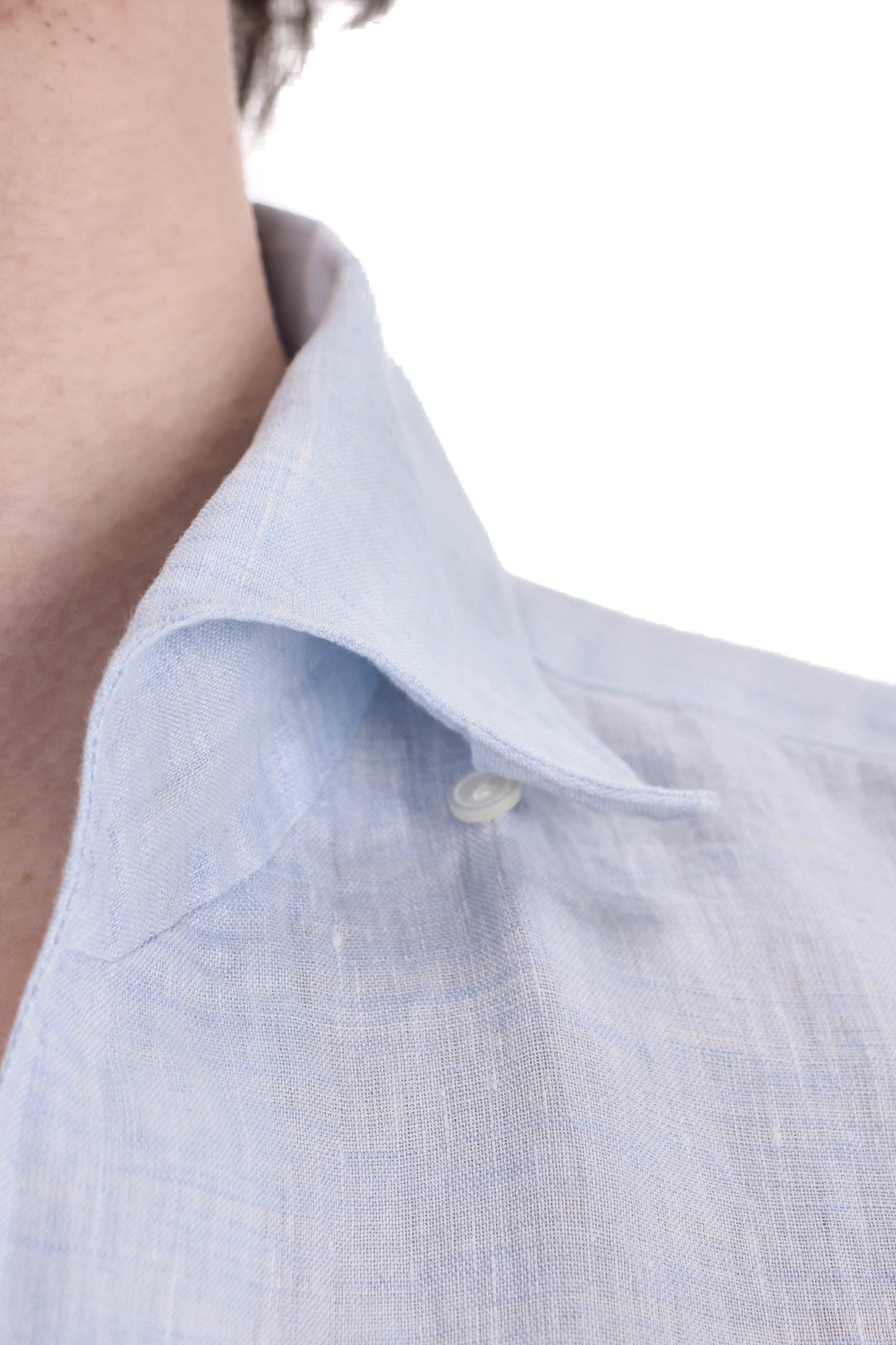 Finamore Camicia sartoriale Ustica in puro lino open collar GT18 010608 C0032 02 