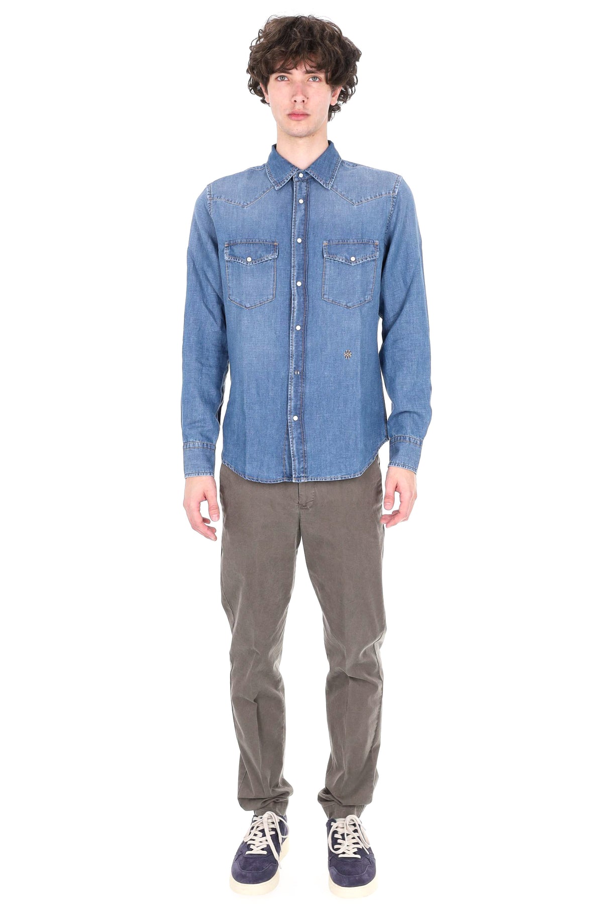Jacob Cohen Camicia denim texas in cotone-lino C0002-017-T883A 300D 