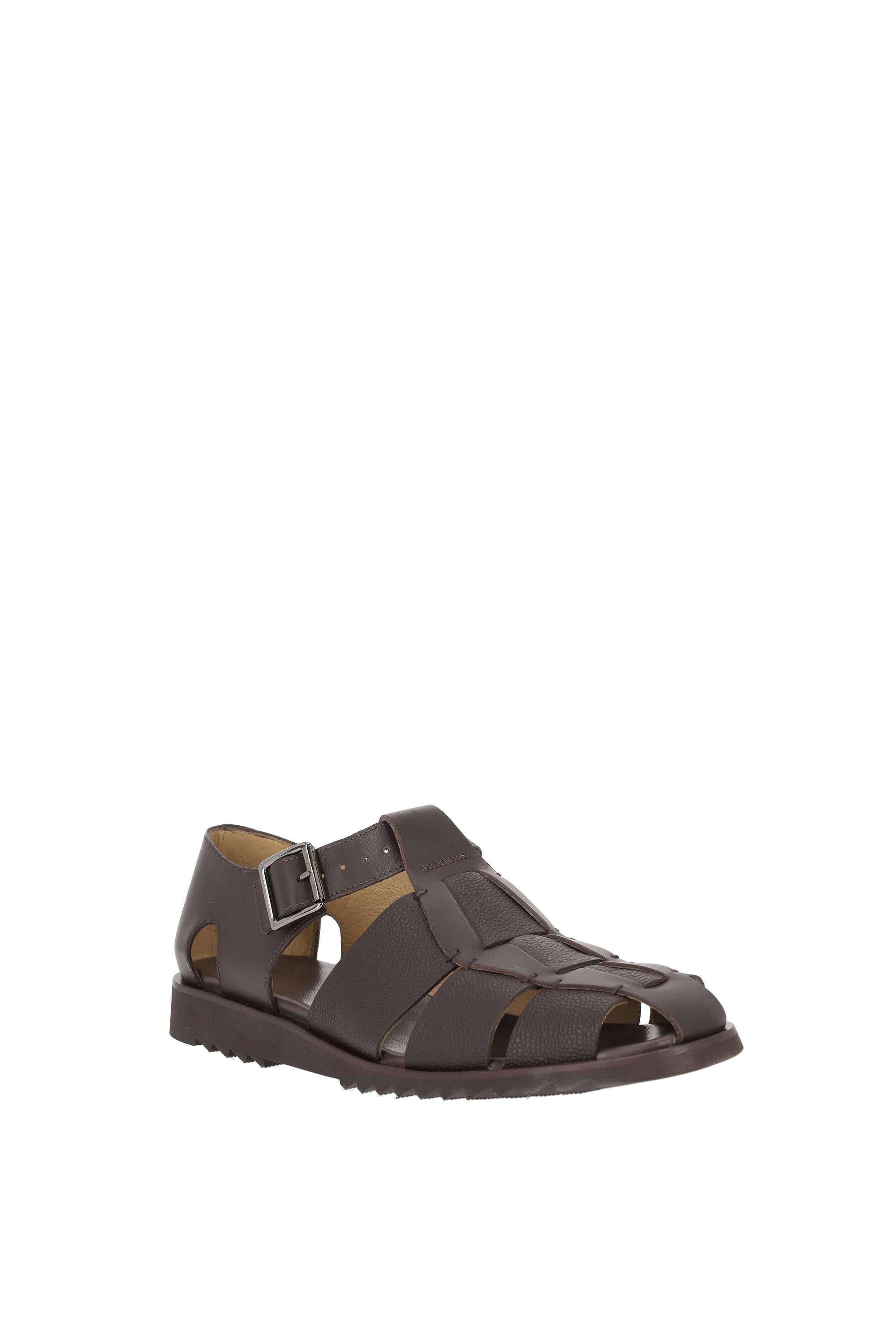 Paraboot Sandalo artigianale a ragnetto in pelle di vacchetta 123366 MARRON-LIS/GR CAFE 