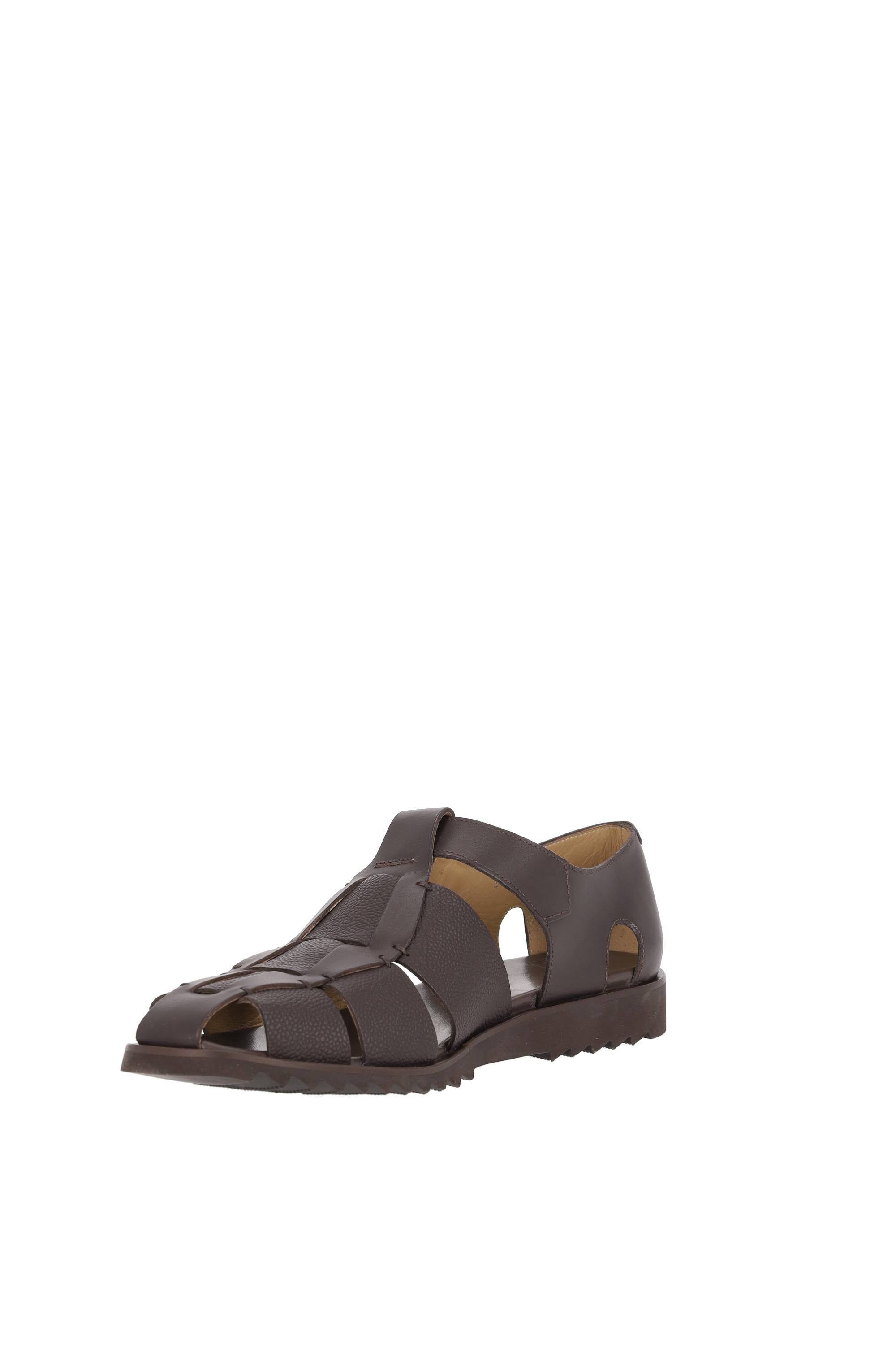 Paraboot Sandalo artigianale a ragnetto in pelle di vacchetta 123366 MARRON-LIS/GR CAFE 