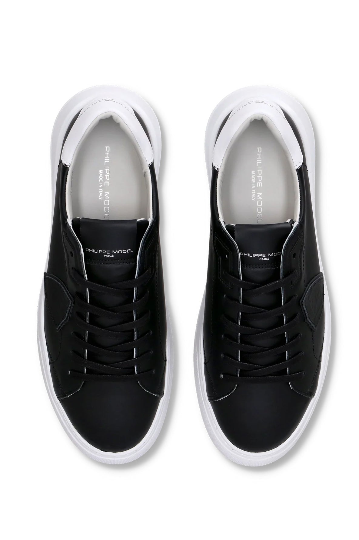 Philippe Model Sneaker low Temple in pelle black con talloncino bianco BTLU-V002 BLACK 