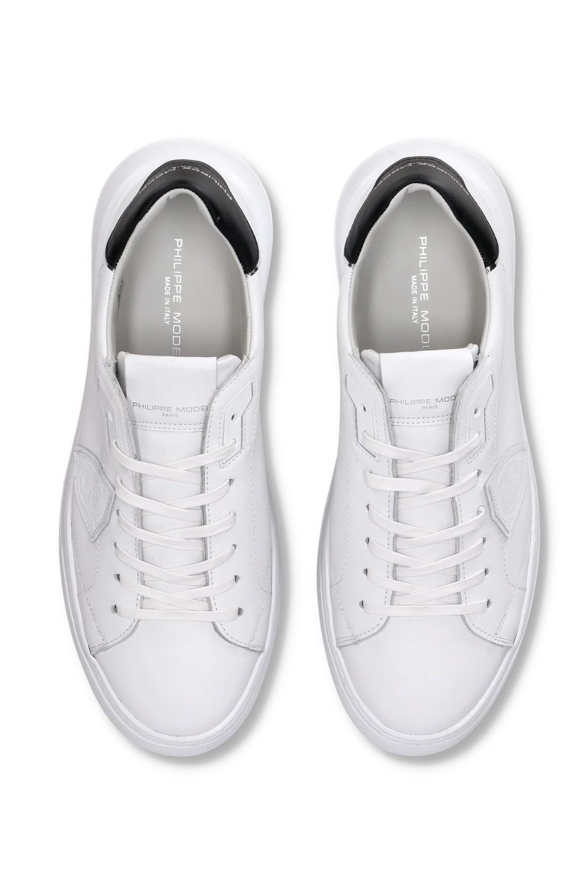 Philippe Model Sneaker low Temple in pelle white con talloncino nero BTLU-V007 WHITE 