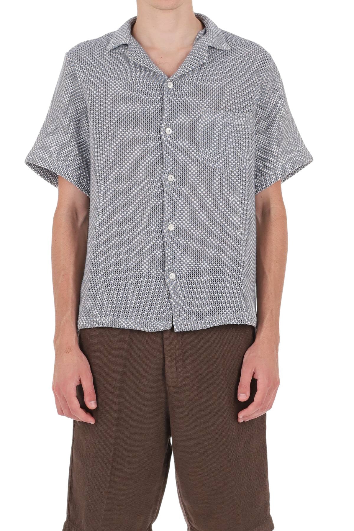 Portuguese Flannel Camicia Agora tramata collo bowling 004 PASTEL BL 