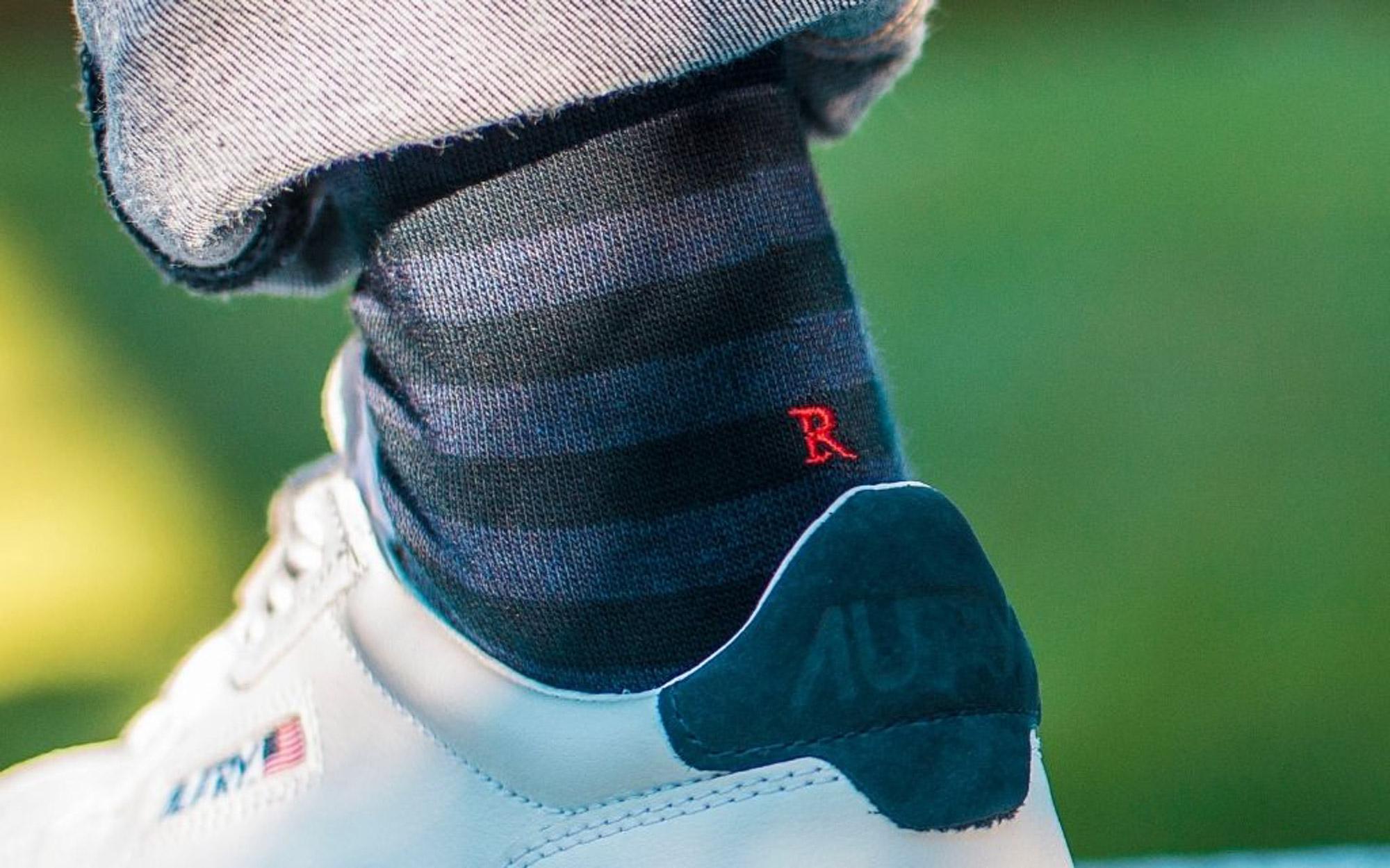 Individual Socks Calze in caldo cotone con iniziali grigie ricamate 309 NAVY/GRIGIO 