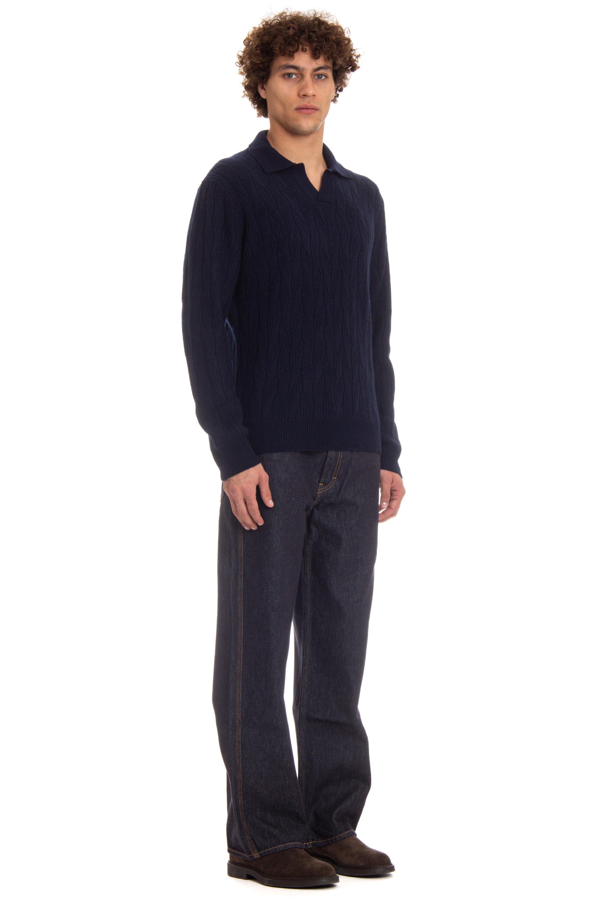 Polo open collar in lana di agnello D7W146SP.2 790 Drumohr 