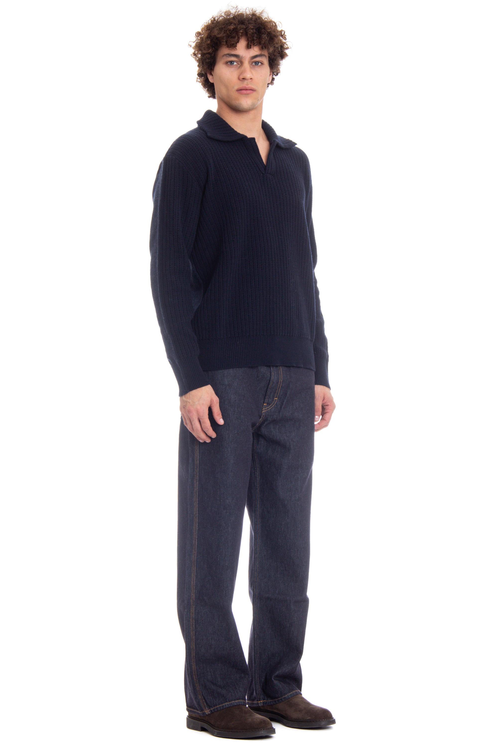 Maglia-polo bicolor in lana-cashmere RA34004 RA3410 Roberto Collina 