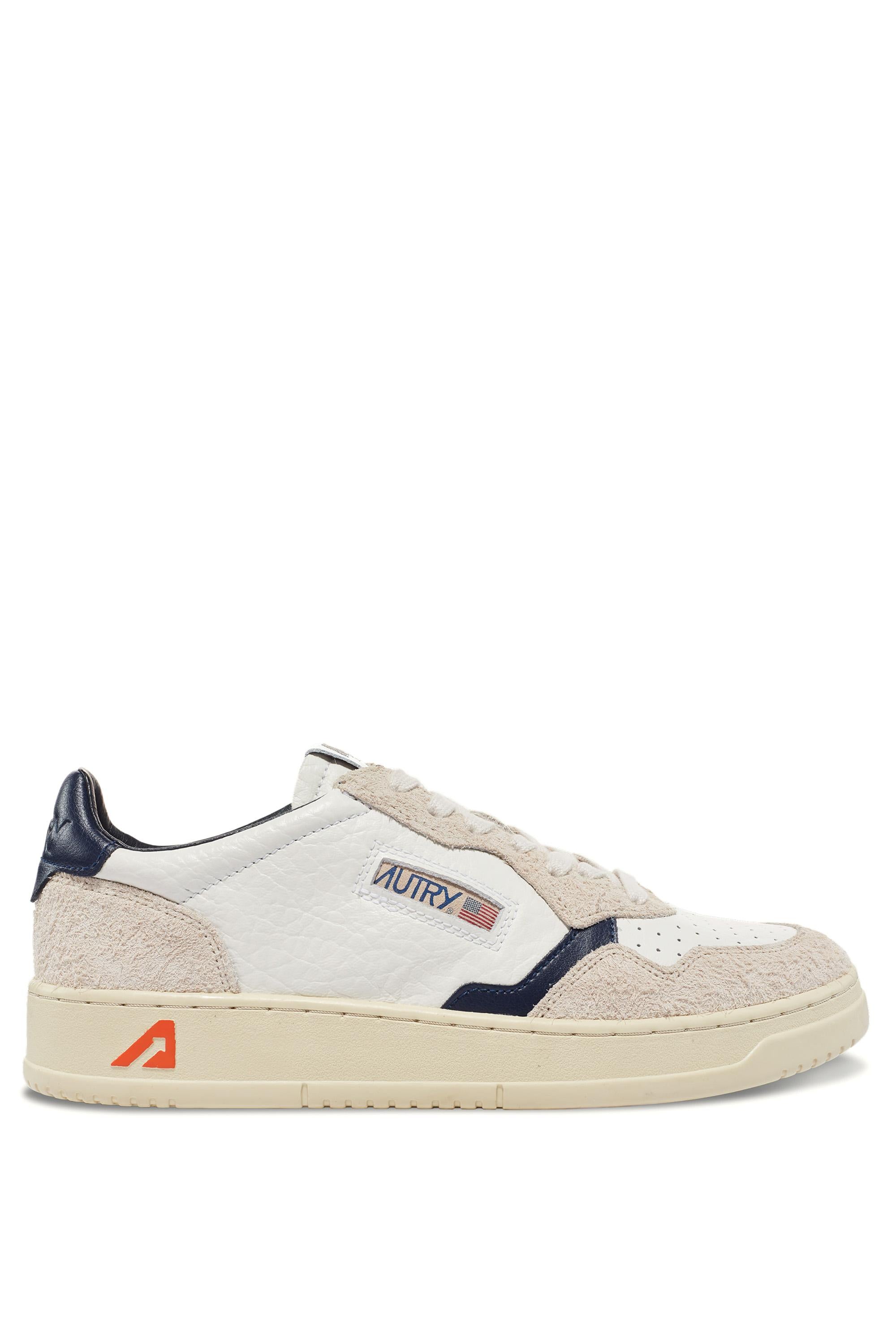 Autry Sneakers donna Medalist in pelle bicolore e camoscio effetto hair AULW HE02 WHT/SAND/SP 