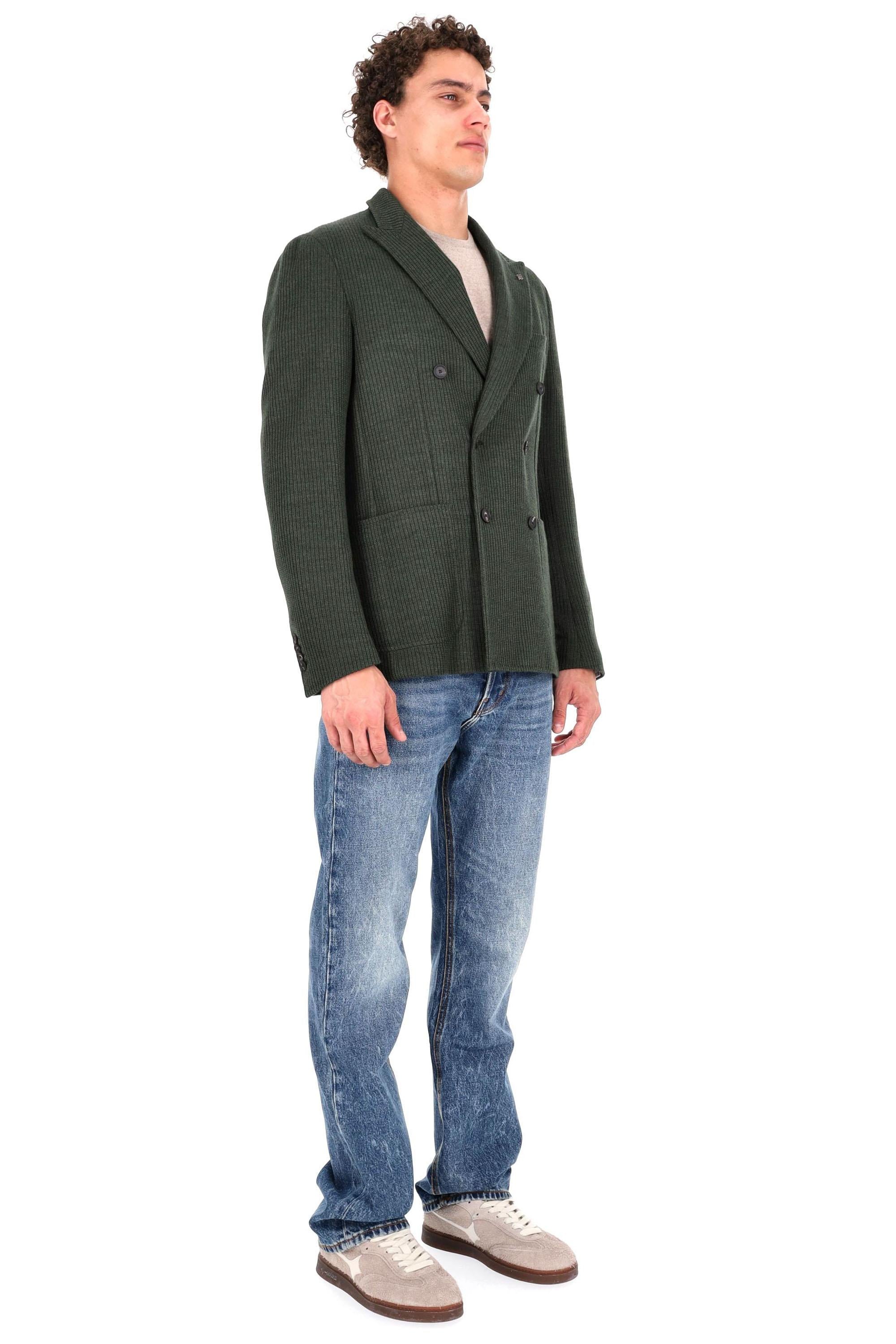 Tagliatore Giacca doppiopetto in jersey di lana a coste 1SMJ20K-340260 V3457 