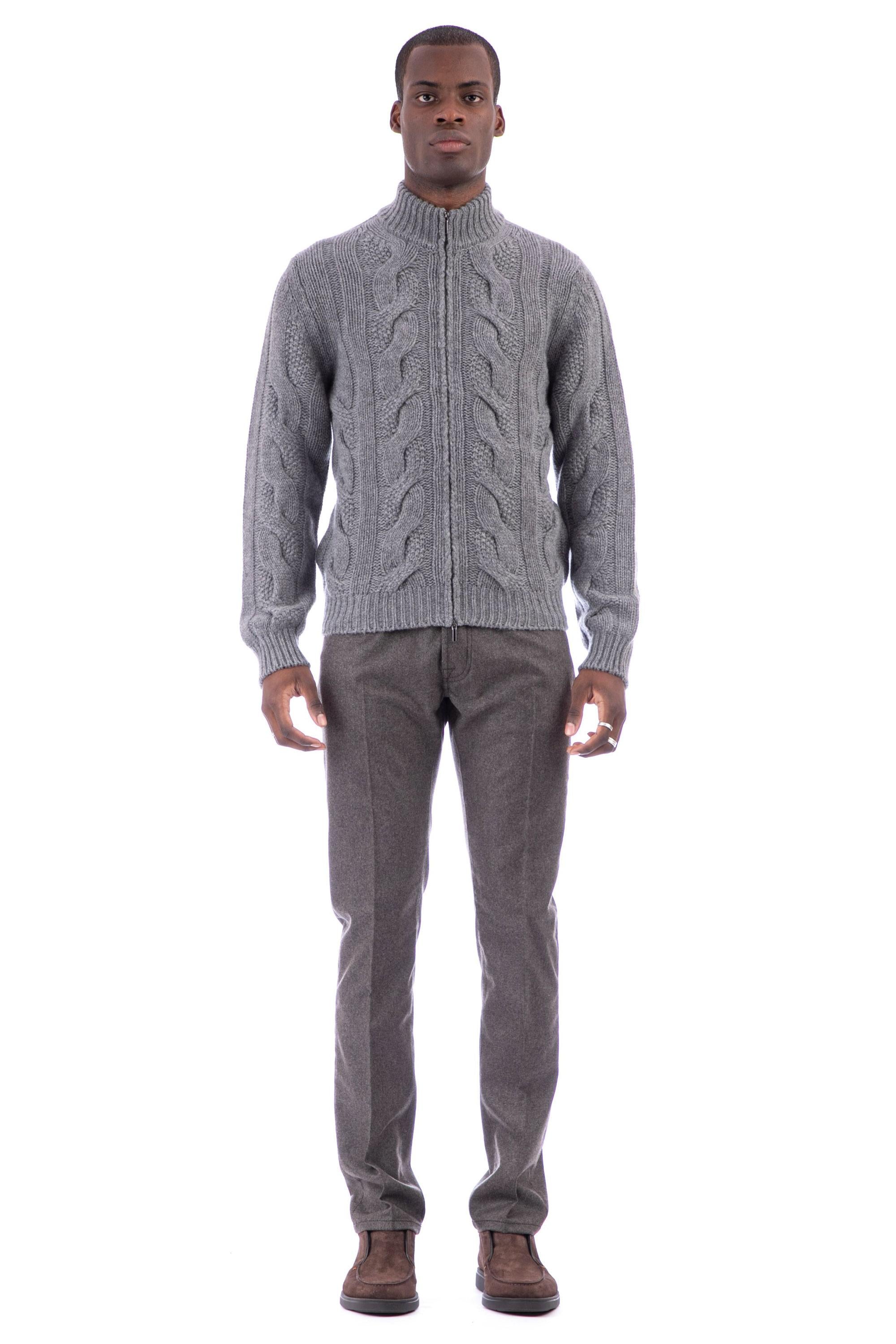Maglia full zip a trecce in puro cashmere WS28035 20130 Il Setaccio 