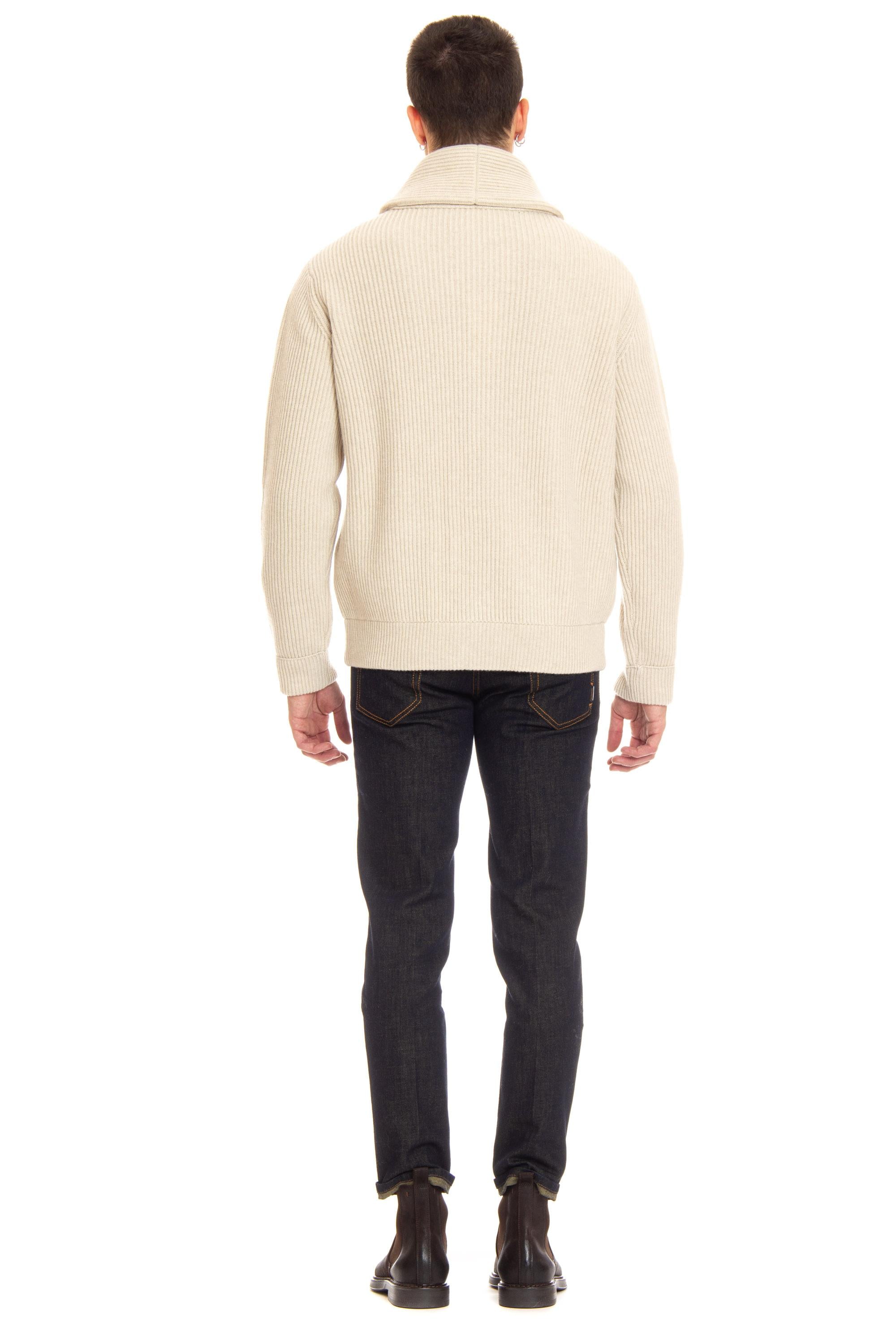 Cardigan sciallato a costa inglese in lana-cashmere RP37212 RP3716 Roberto Collina 
