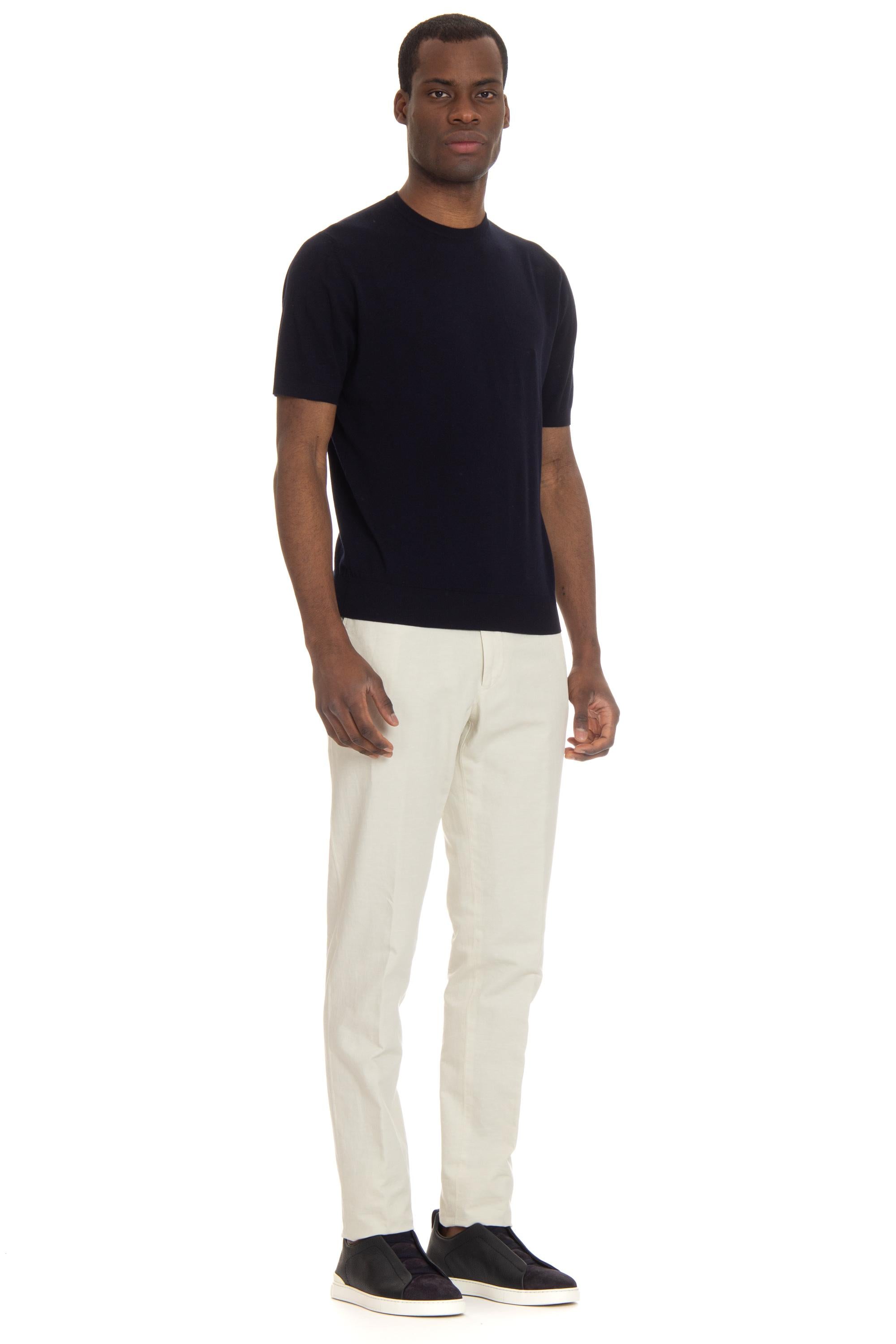 Colombo T-shirt in lussuoso kid wool 12.8 micron MA00338/N/2-80APL BLU NAVY 
