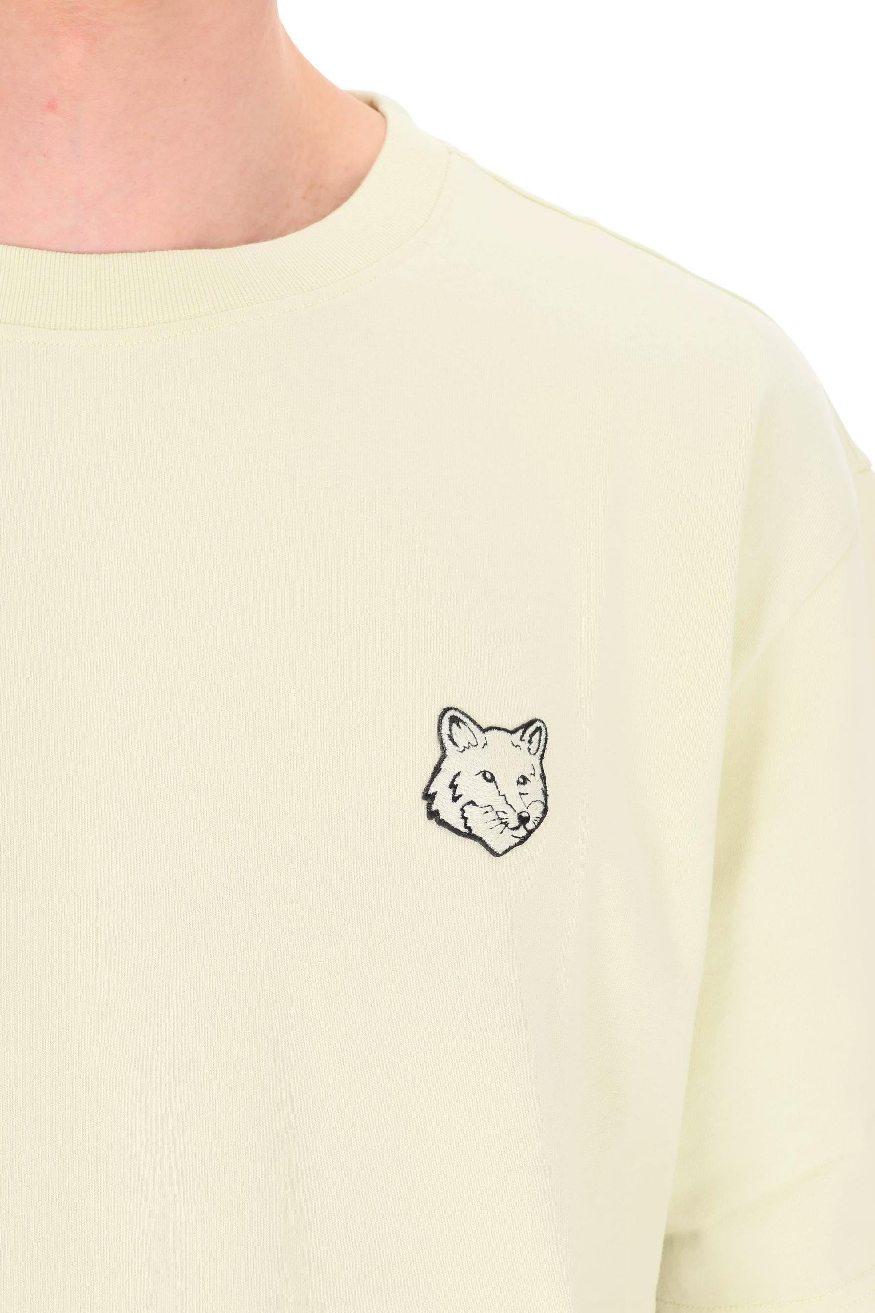 Maison Kitsuné T-shirt in cotone over fit con volpe tono su tono PM00109KJ0119/2 ALOE GREEN 