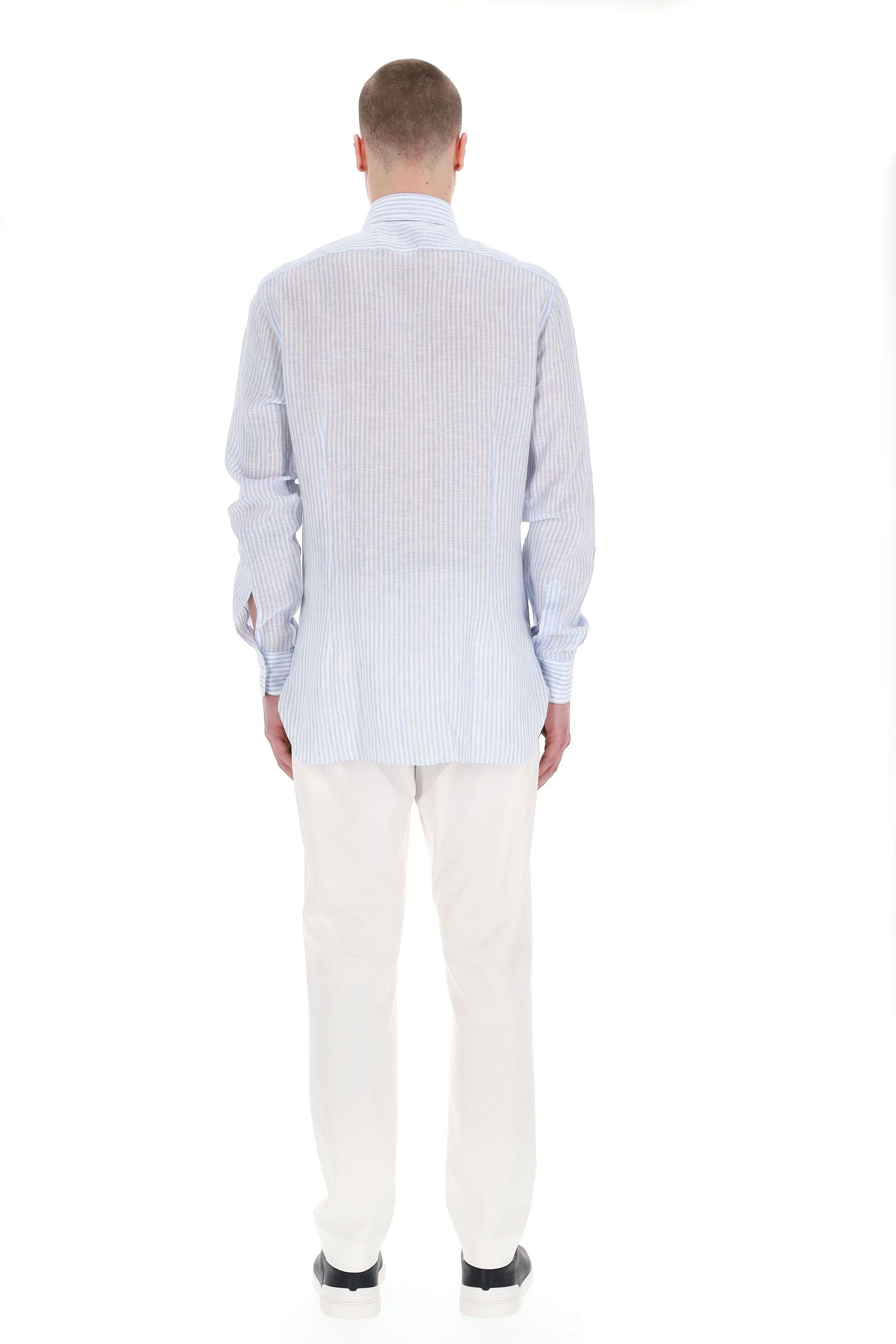 Camicia sartoriale bacchettata in lino linea Culto K1U13P0147005.U 0001 Barba 