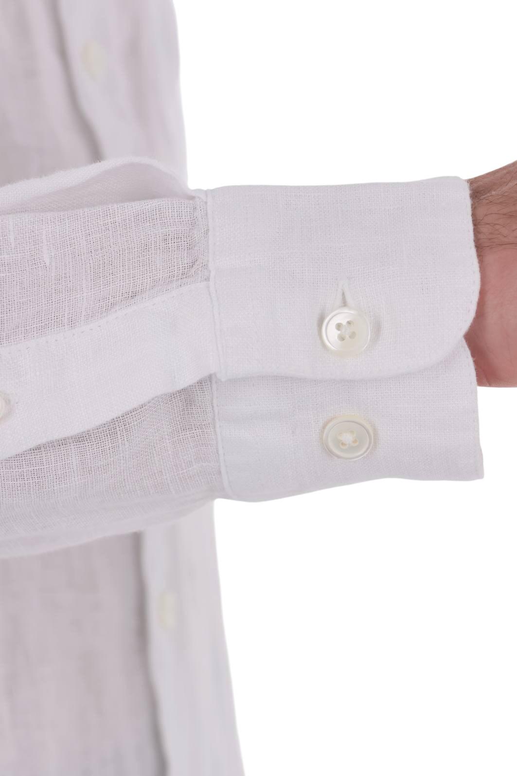 Portuguese Flannel Camicia in lino con taschino 066.S WHITE 
