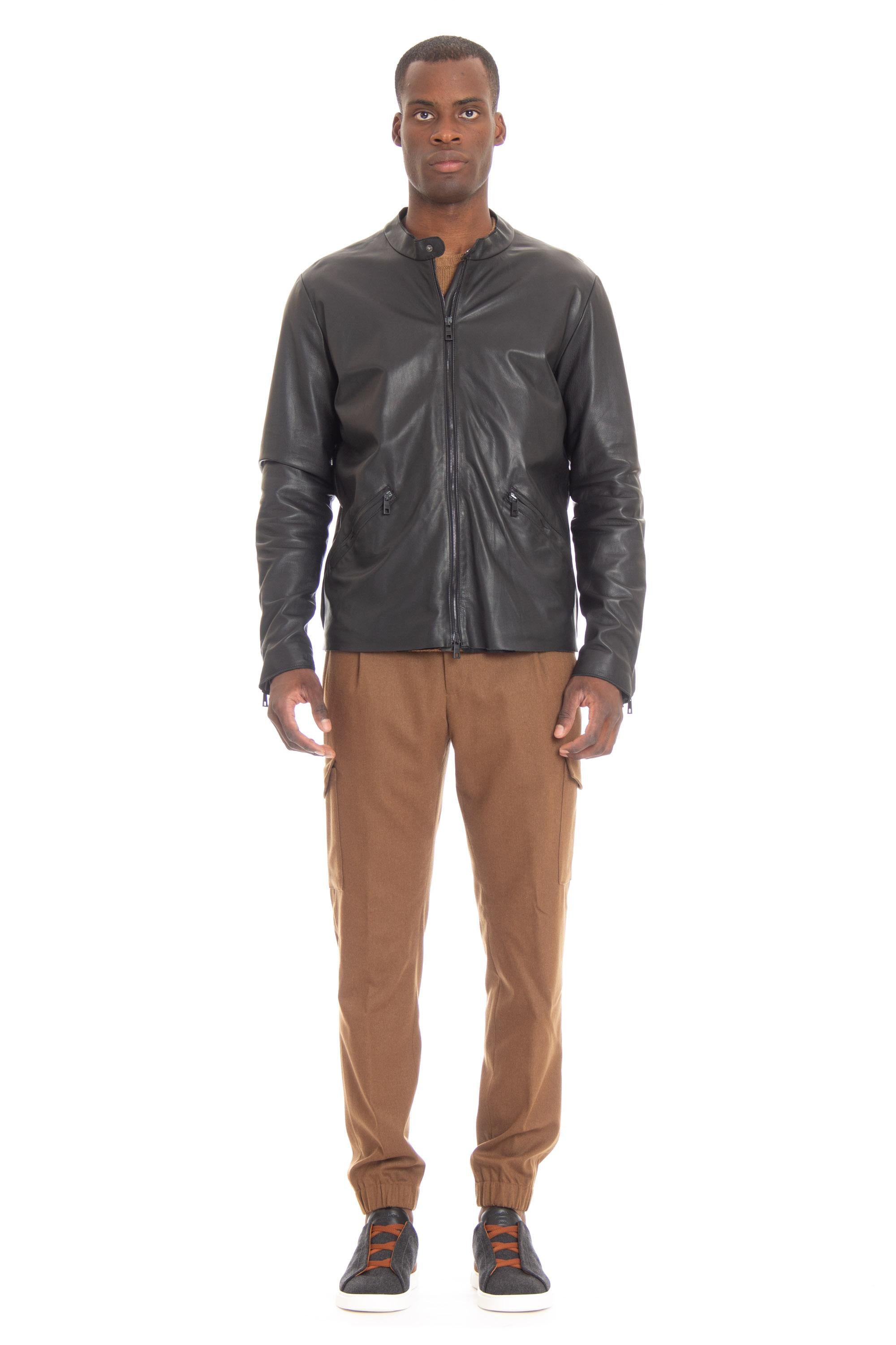 Biker in agnello nappa plonge' GU23S9208NAPS NERO Giorgio Brato 