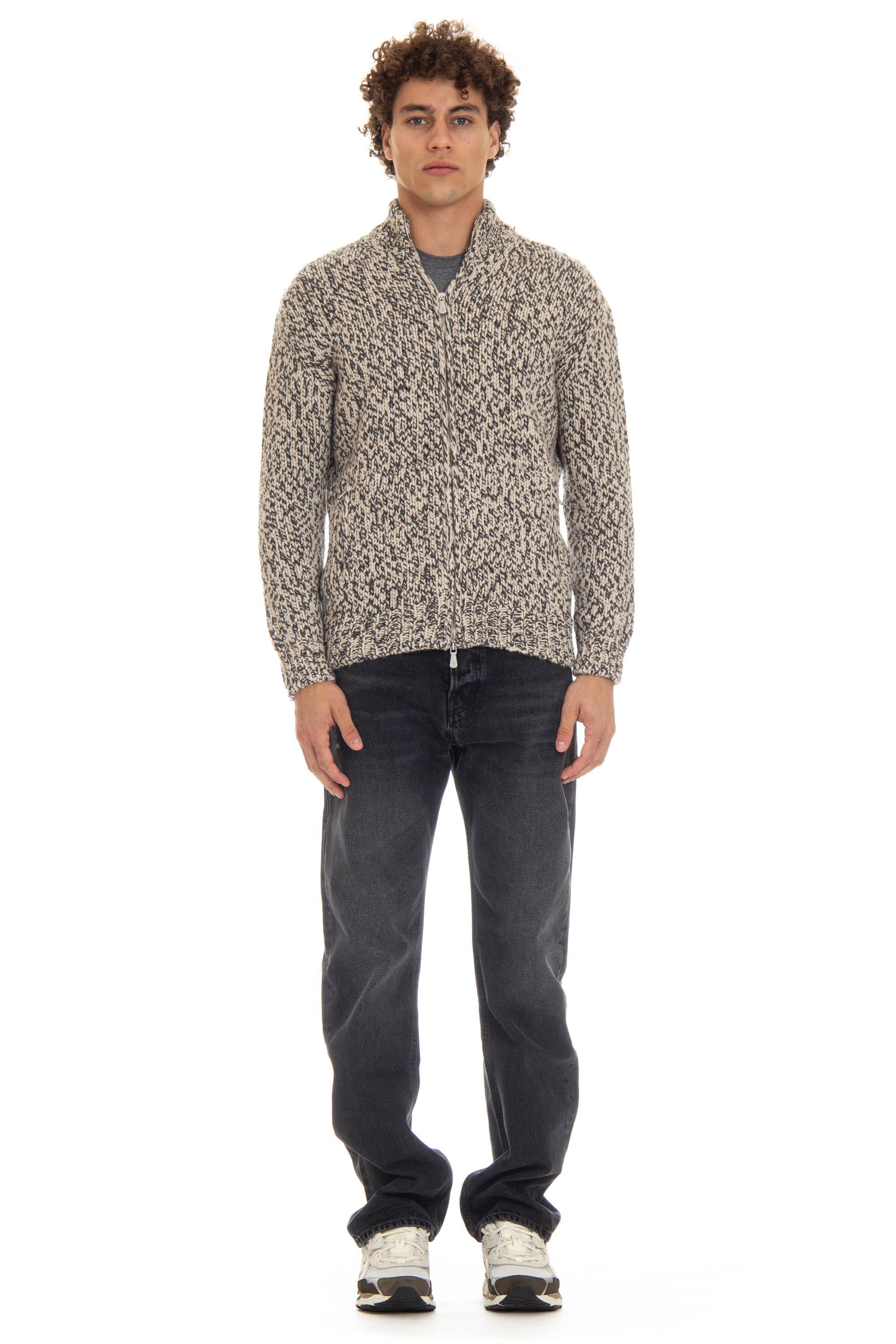 Maglia full zip in cashmere moulinè J76MAGJ44 MAG0J010 02A Eleventy 