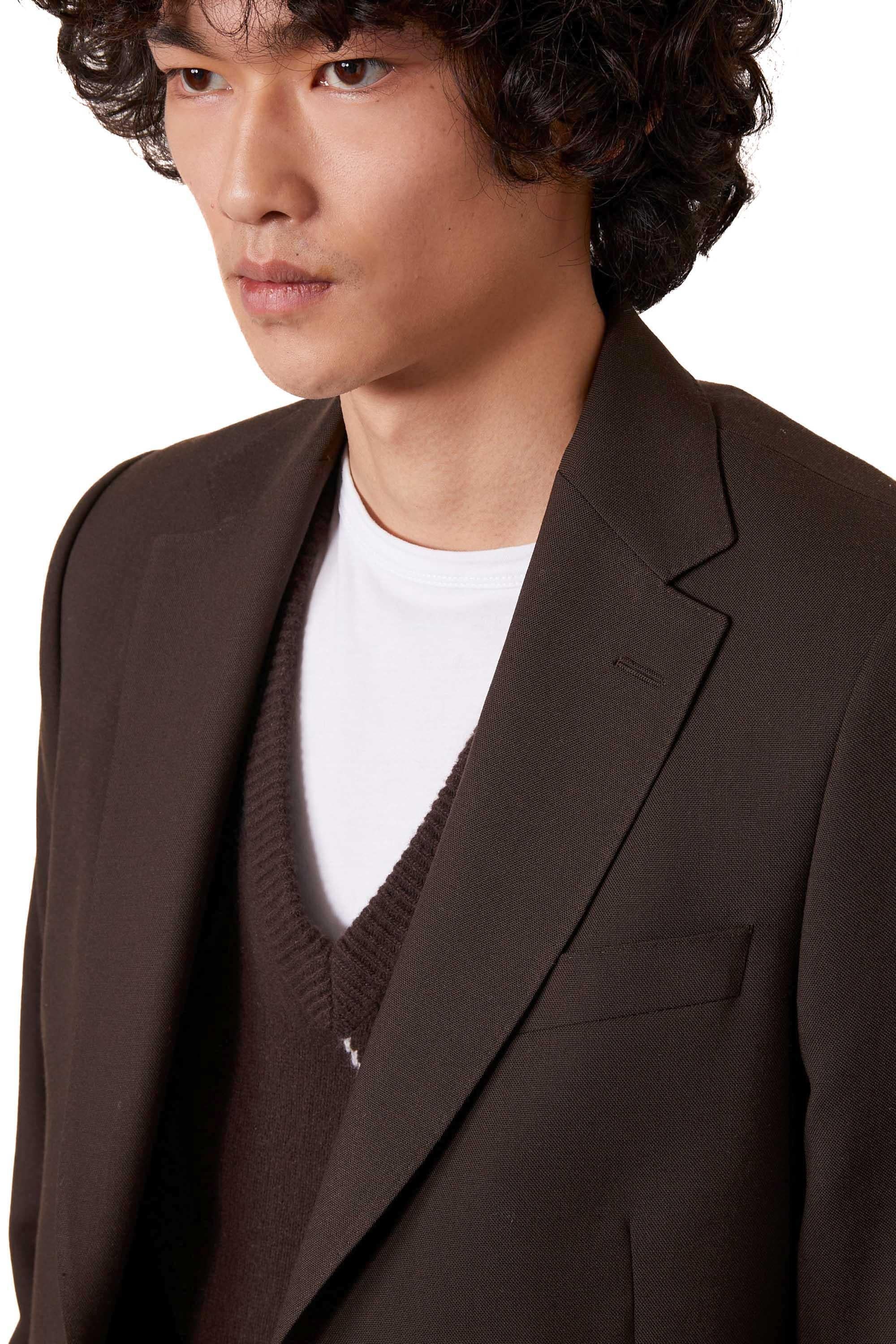 Officine Générale Giacca in lana monopetto mod. Giovanni MTLG401 DARK COFFEE 