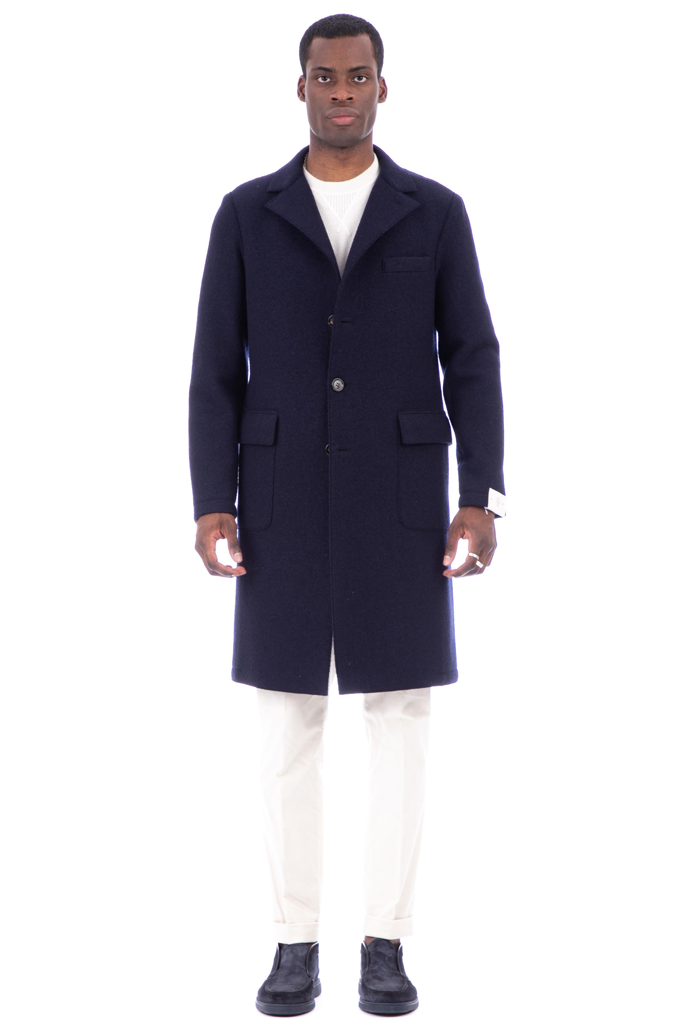 Eleventy Cappotto monopetto in lana taglio vivo D70CAPD01 CAS24004 11N 