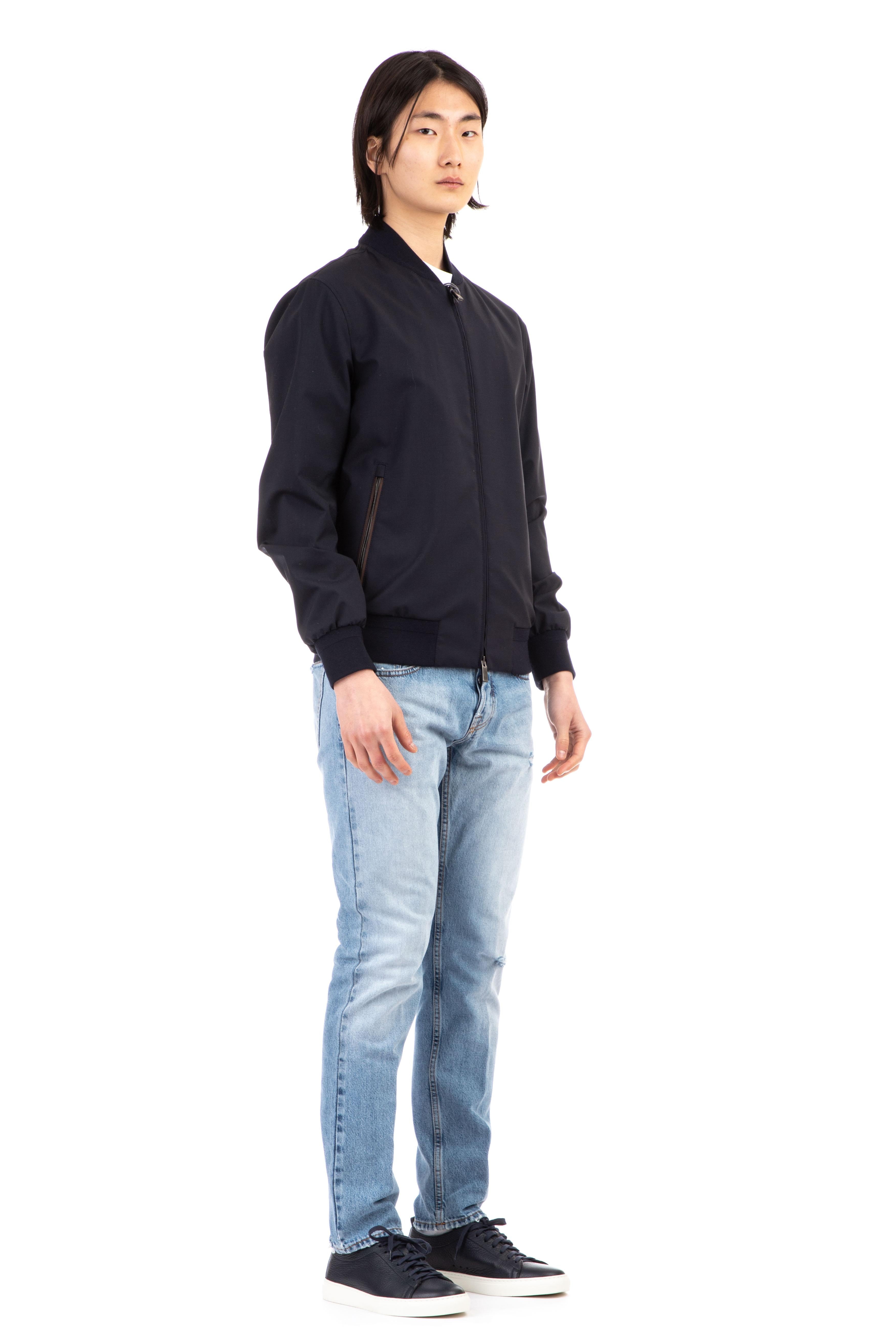 Zegna Bomber in lana trofeo con dettagli in pelle U7T20 7100 531 