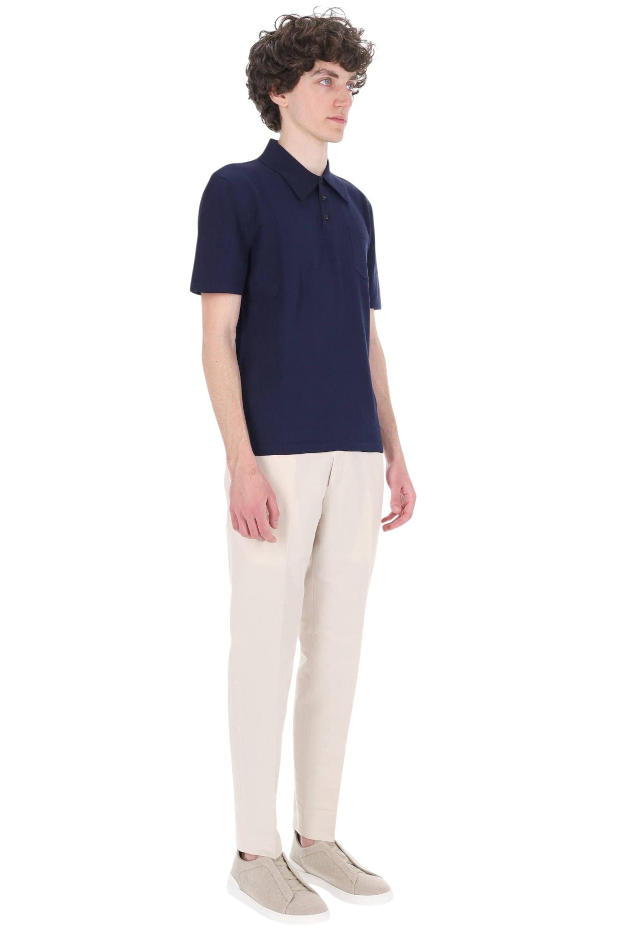 A.P.C. Polo in cotone con taschino mod. Colin COHNW-H23478/2 IAK-DARK NAVY 