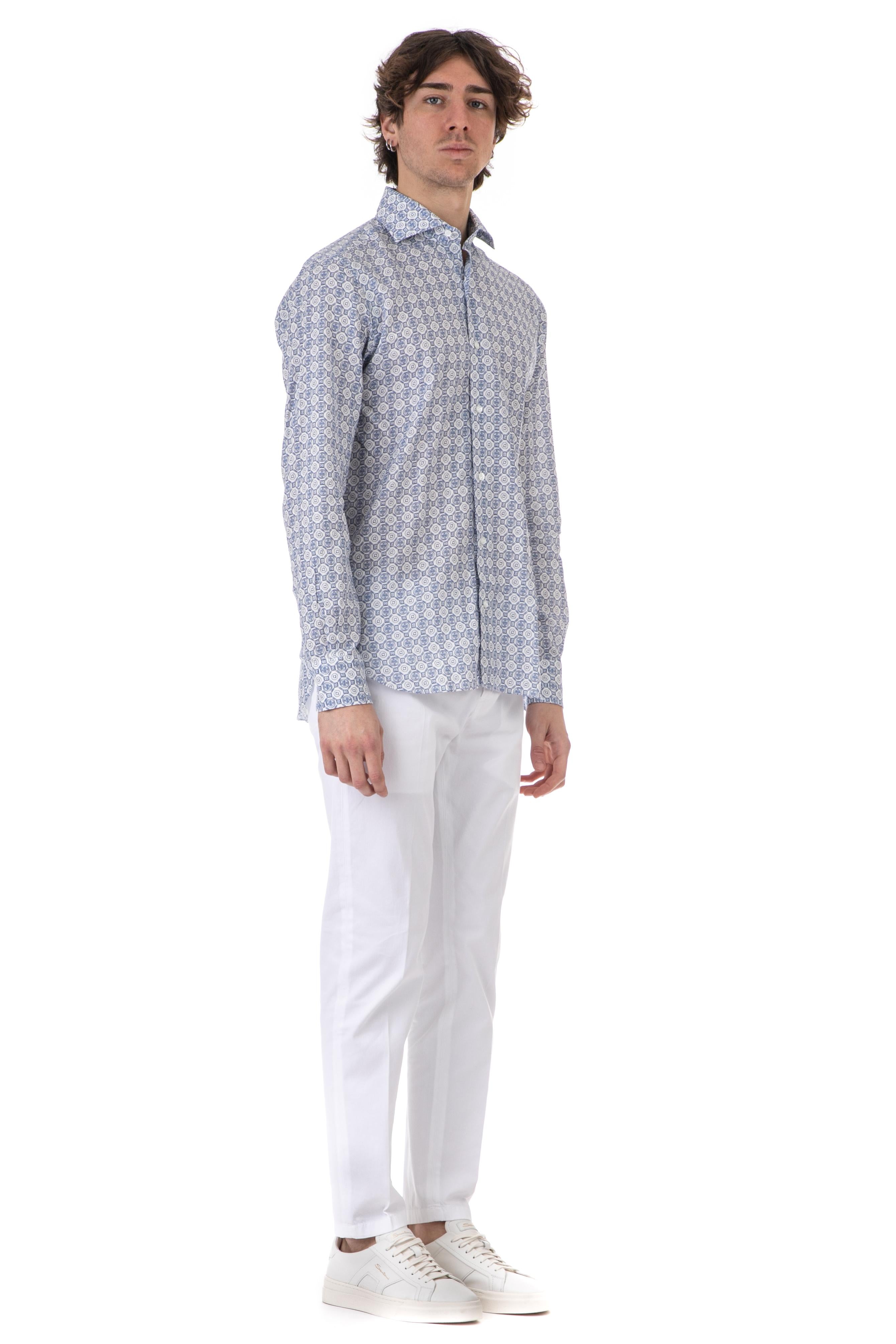 Camicia disegni geometrici in cotone-lino dandylife LIU13P0134064.U 91 Barba 