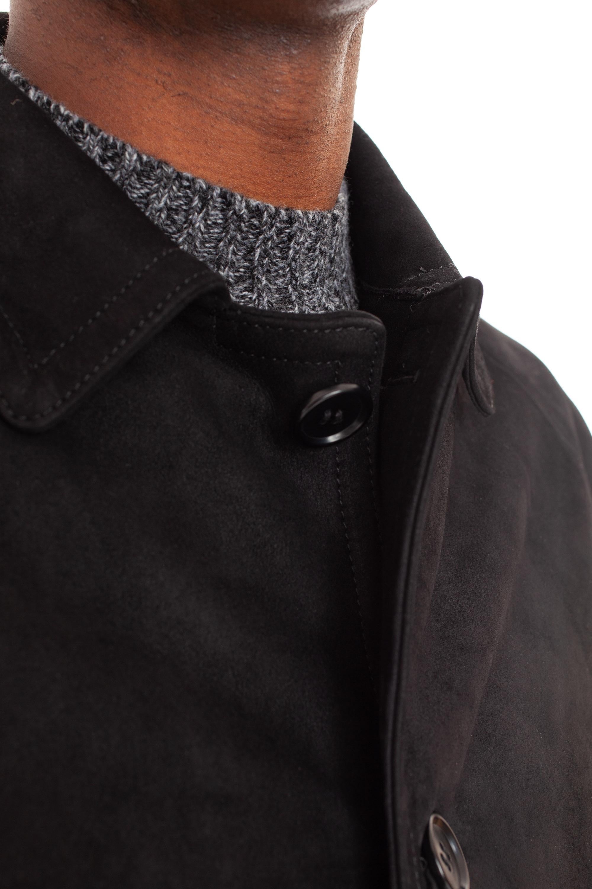 Salvatore Santoro Cappotto soprabito in pelle 45566-U BLACK 