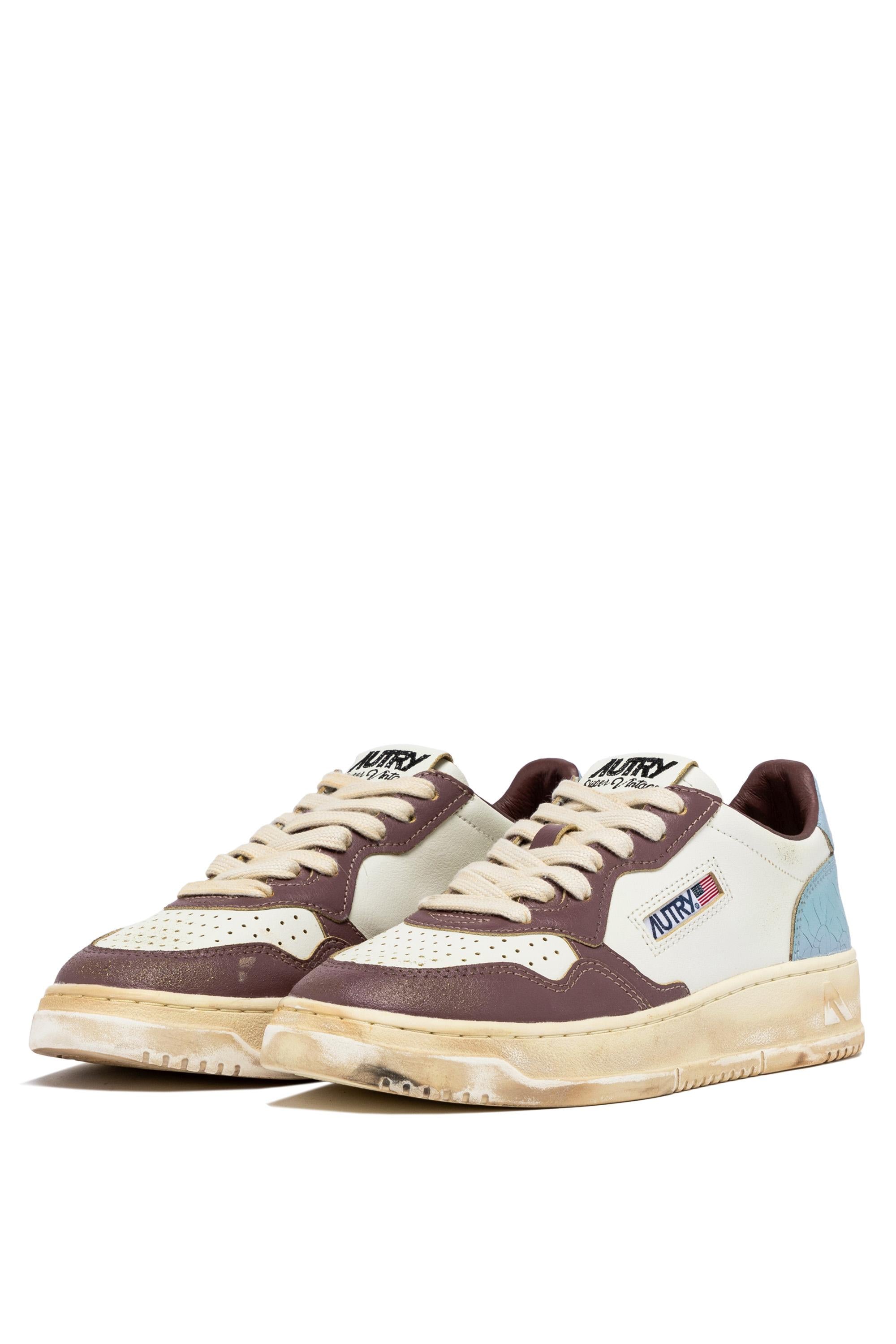 Autry Sneaker Super Vintage donna con retro in pelle craclè AVLW SV47 WHT/CEL/RTUP 