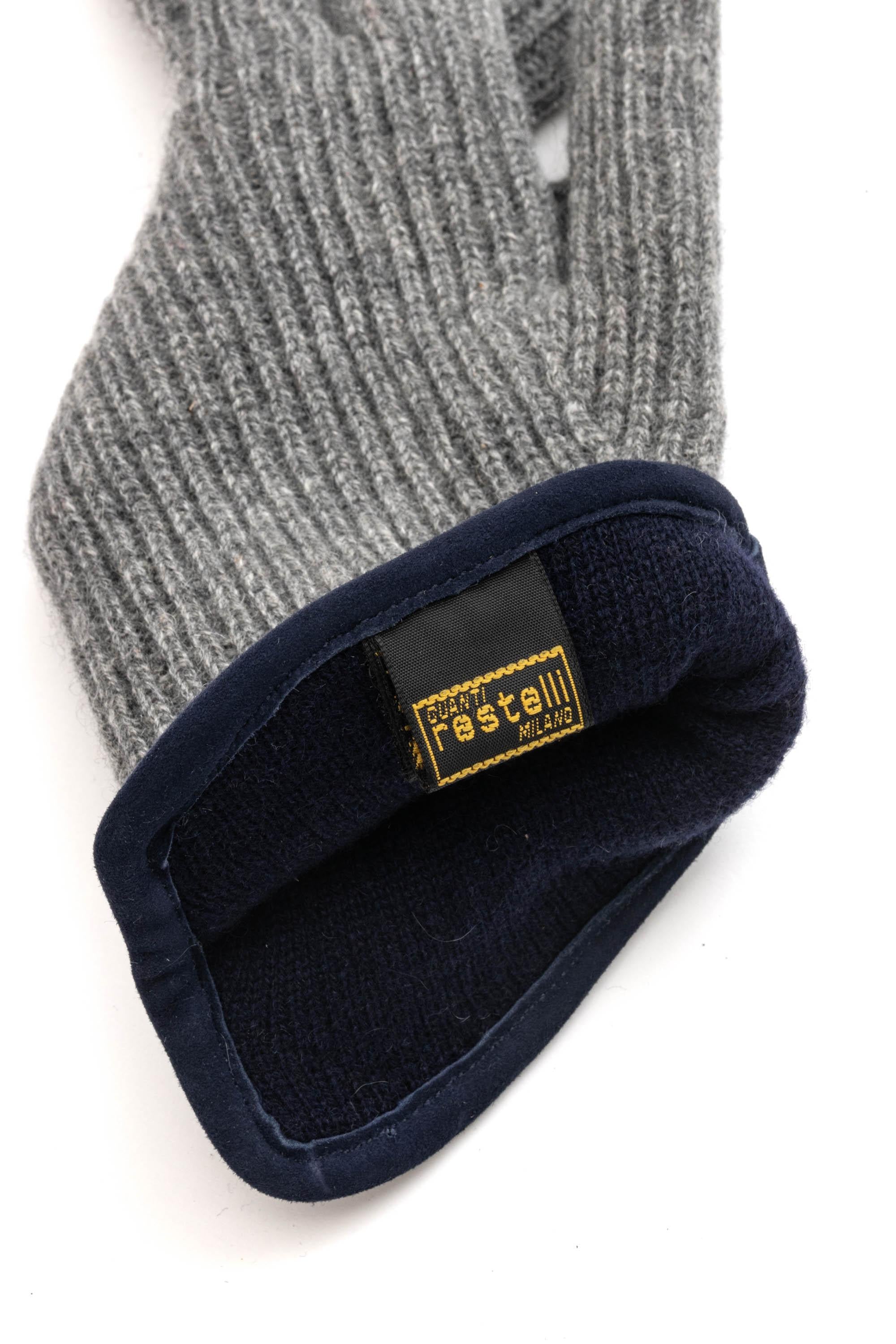 Restelli Guanto in cashmere con dettagli in nappa 9/3 GRIG 