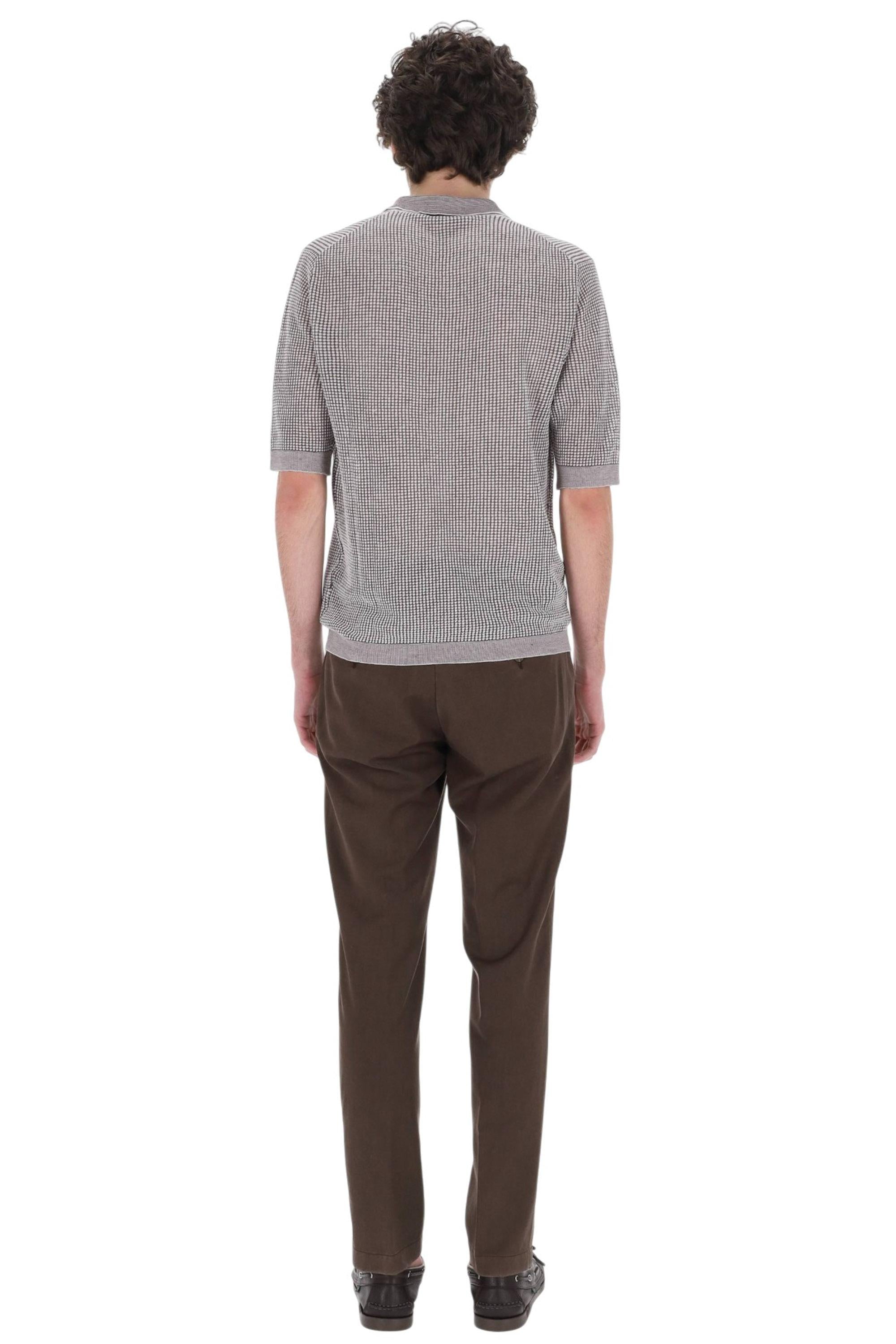 Ballantyne Polo tramata open collar in cotone-lino B2W246 14CZ9 98156 