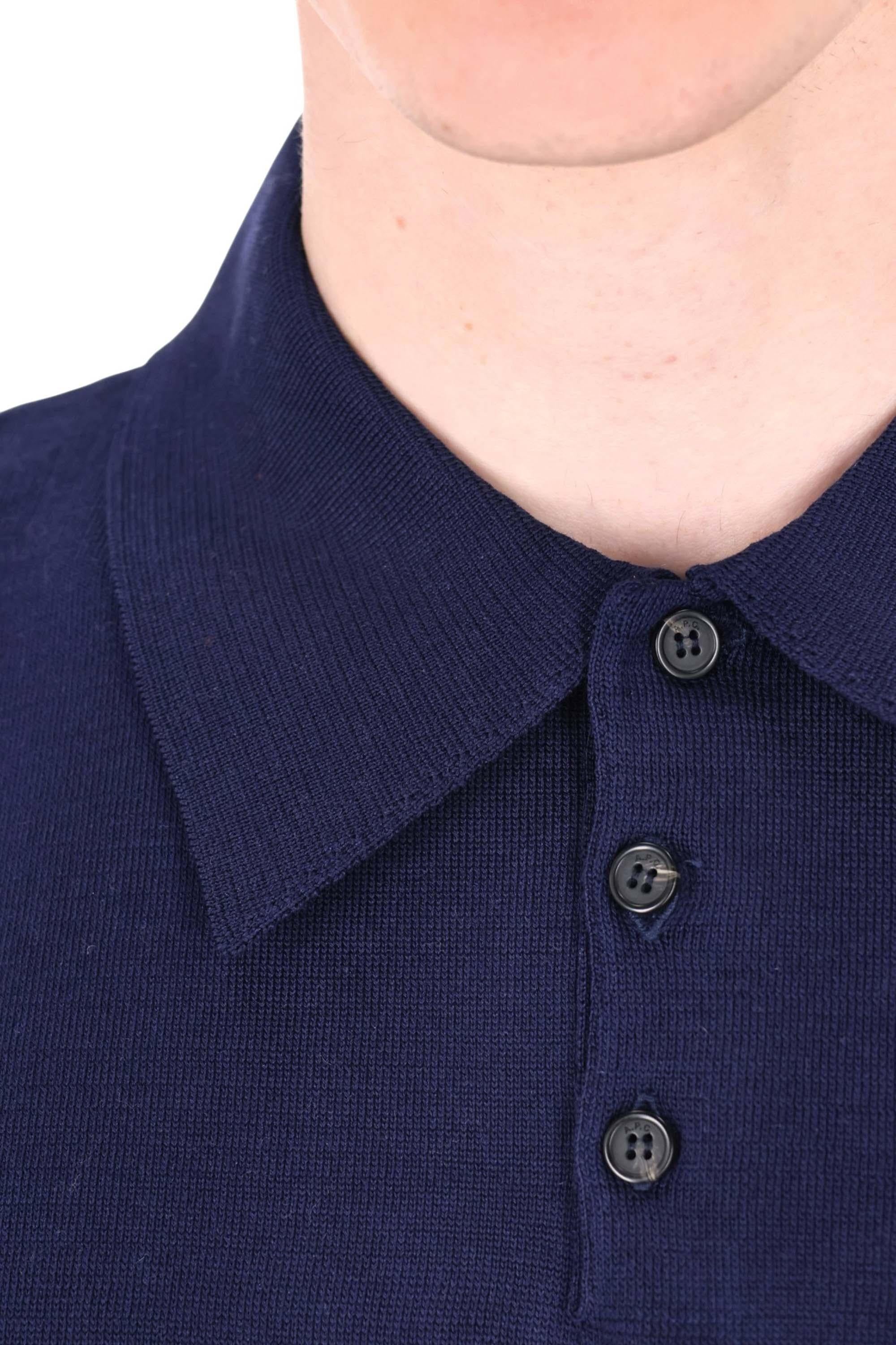 A.P.C. Polo in cotone con taschino mod. Colin COHNW-H23478/2 IAK-DARK NAVY 