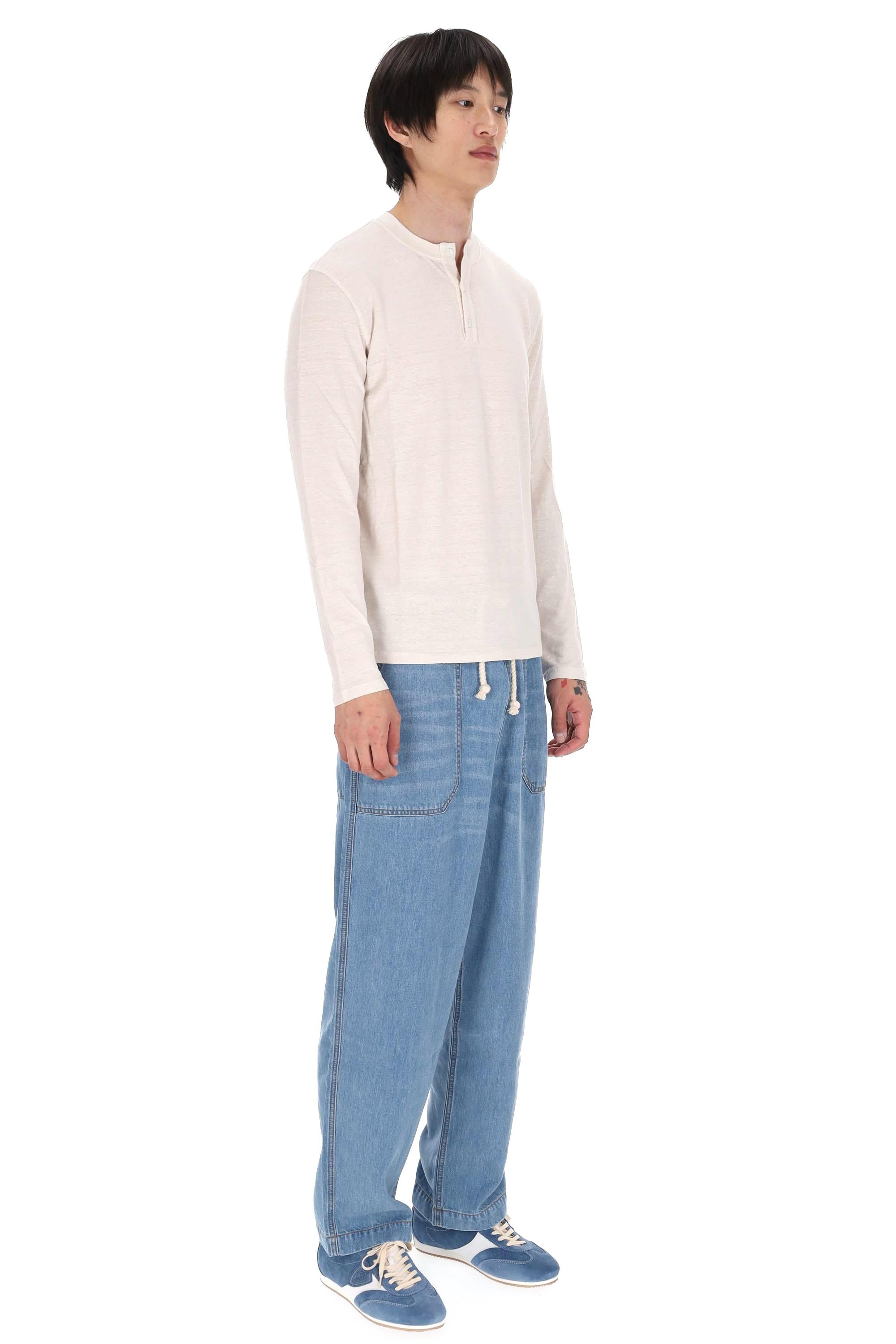 Roberto Collina T-shirt serafino in jersey di lino manica lunga MYA70043 03 