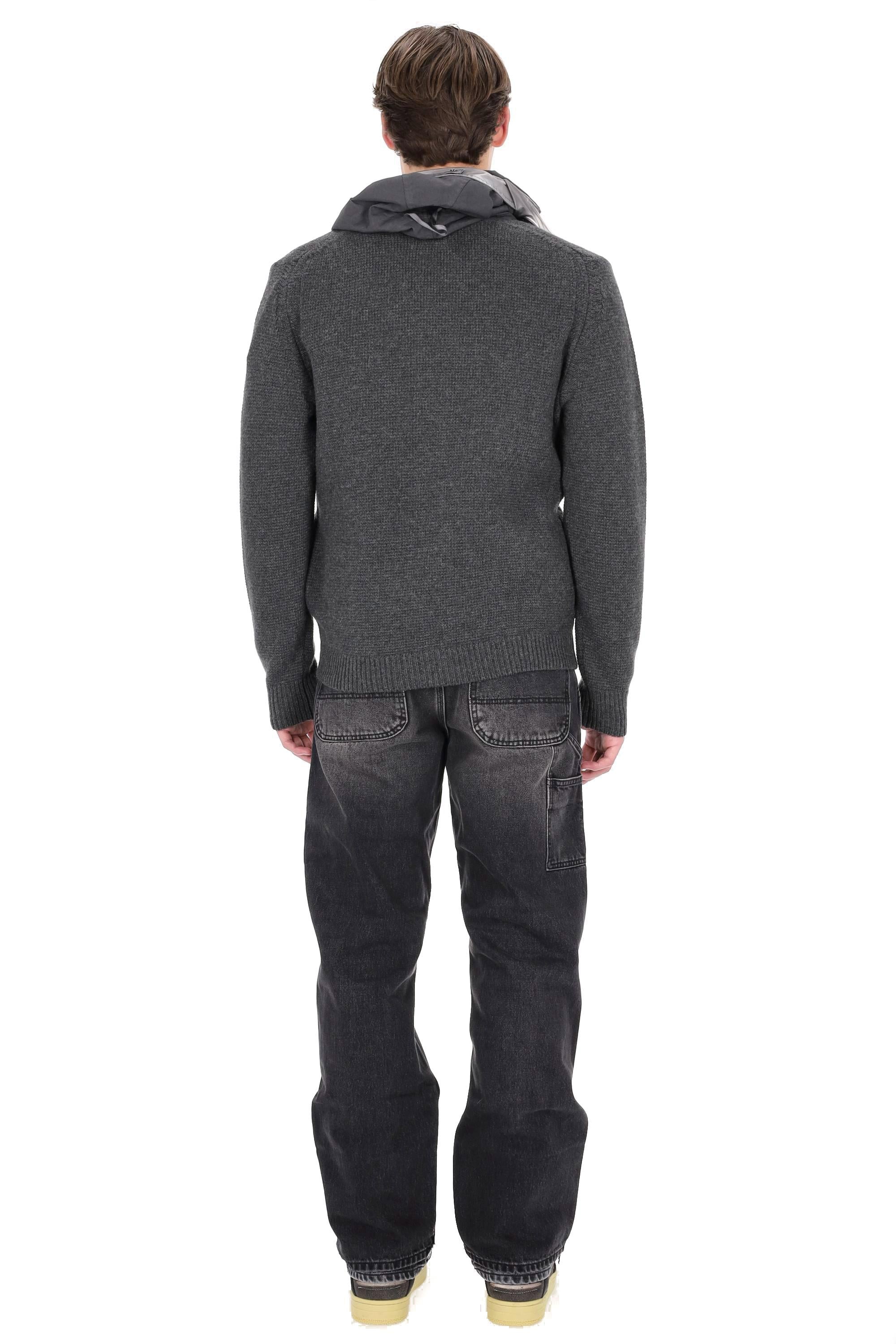 CP Company Maglia full zip con goggle in lana lambswool e nylon MKN245A11-0149M 978 