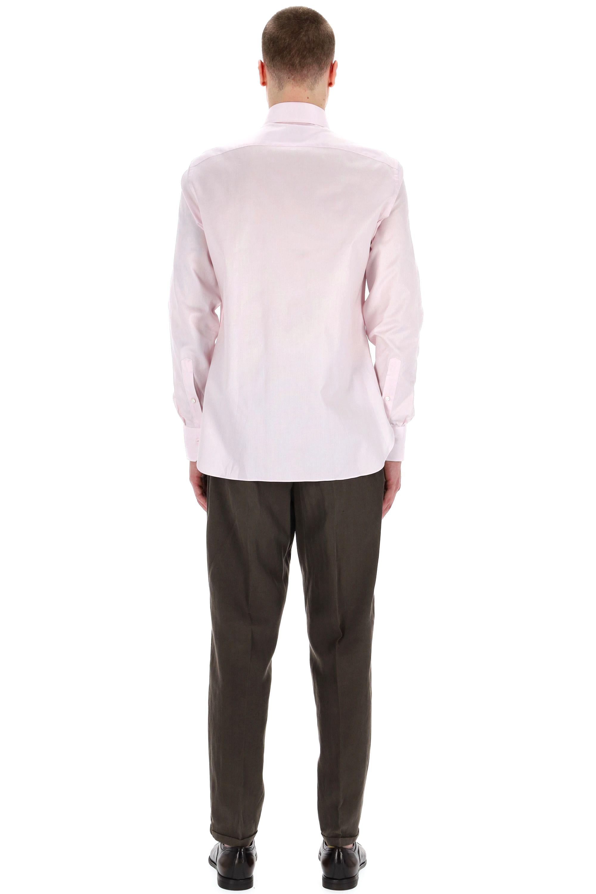 Zegna Camicia tramata in cotone Trofeo 903903A9 9MS0BA ROSA 