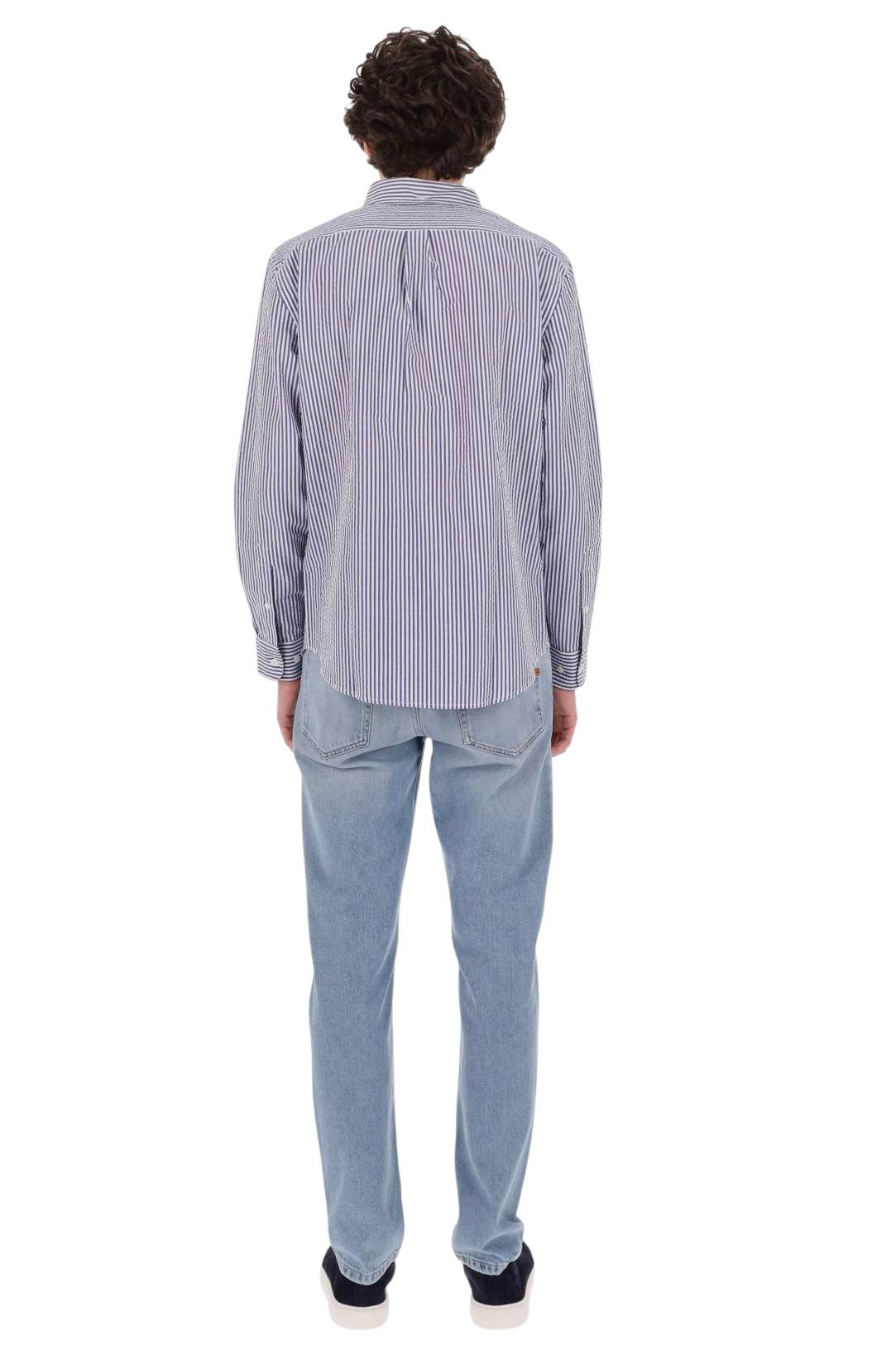 Portuguese Flannel Camicia Atlantico seersucker stripes bianco-blu 011 BLUE 