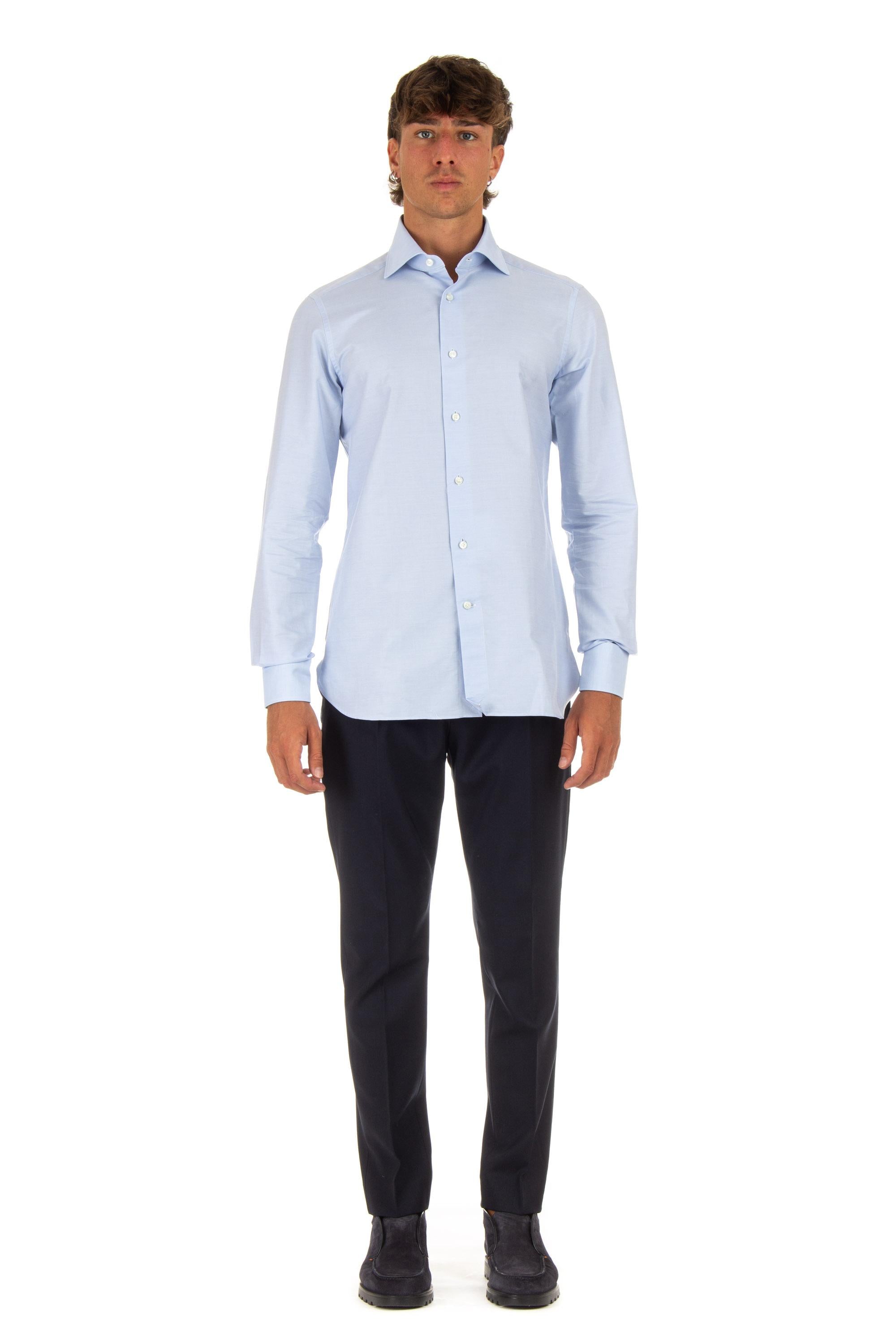 Zegna Camicia in cotone trofeo CT1030 9MS0BA AZZ 