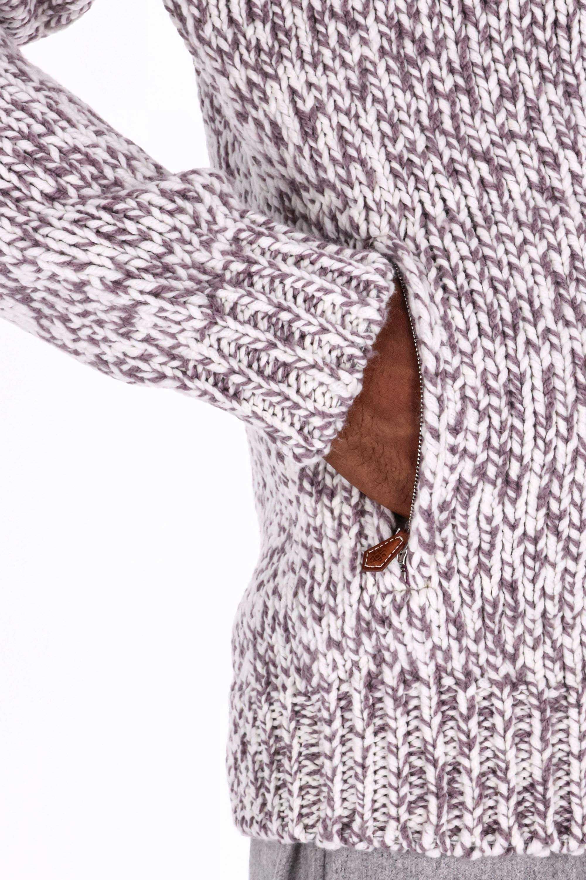 Eleventy Maglia full zip moulinè in cashmere con cappuccio L76MAGL43 MAG0J010/2 81 